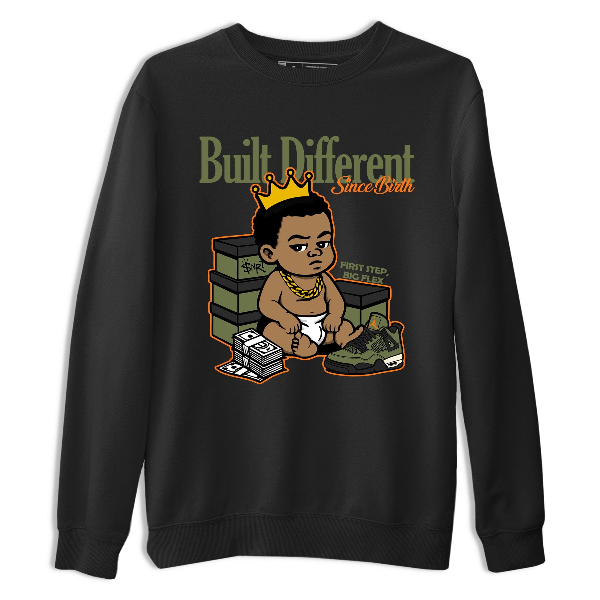 Sneaker match tees – Sneaker Tees To Match Undefeated inspired colorways Air Jordan 4 OG Olive Shoes – Built Different Since Birth Tee Black 2