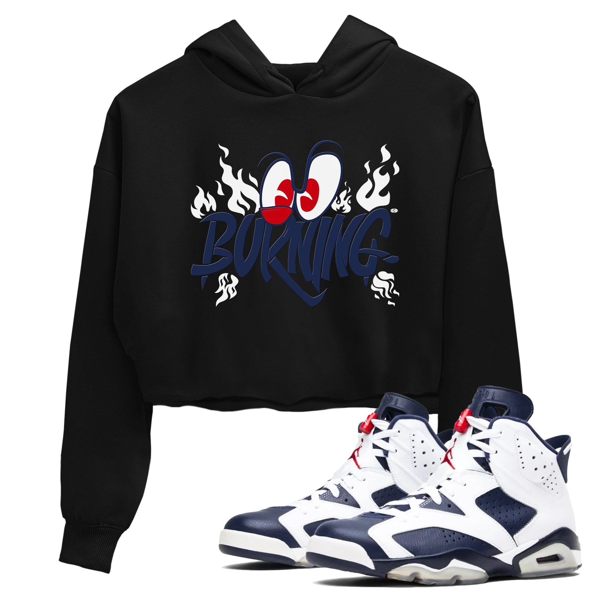 6s White And Midnight Navy shirts to match jordans Burning sneaker match tees Air Jordan 6 White And Midnight Navy SNRT Sneaker Release Tees unisex cotton Black 1 Crop Shirts