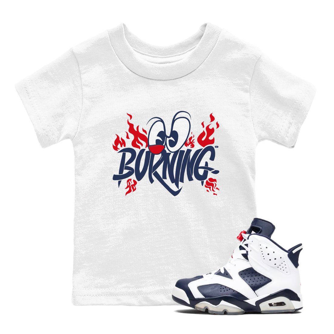 6s White And Midnight Navy shirts to match jordans Burning sneaker match tees Air Jordan 6 White And Midnight Navy SNRT Sneaker Release Tees Youth Baby White 1 crew neck shirts