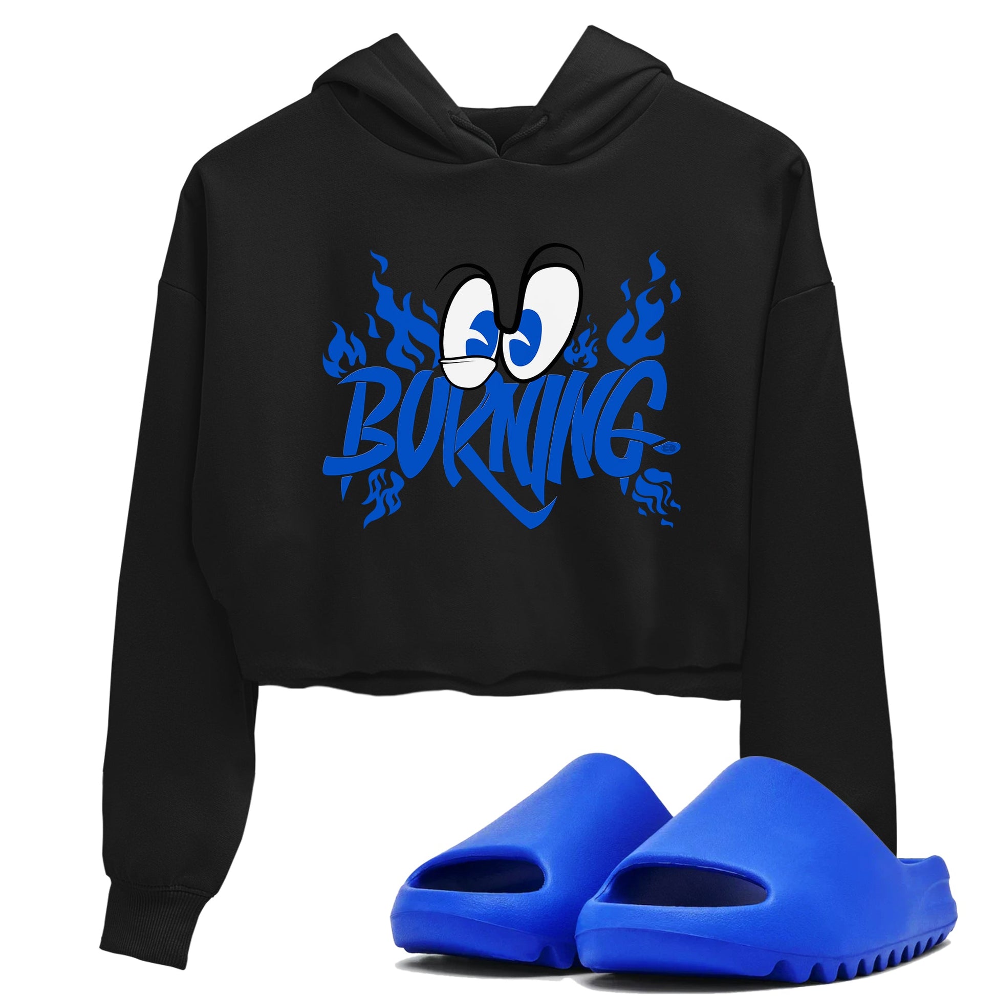 Yeezy Slide Azure shirts to match jordans Burning sneaker match tees Yeezy Slide Azure SNRT Sneaker Tees streetwear brand Black 1 crop tee