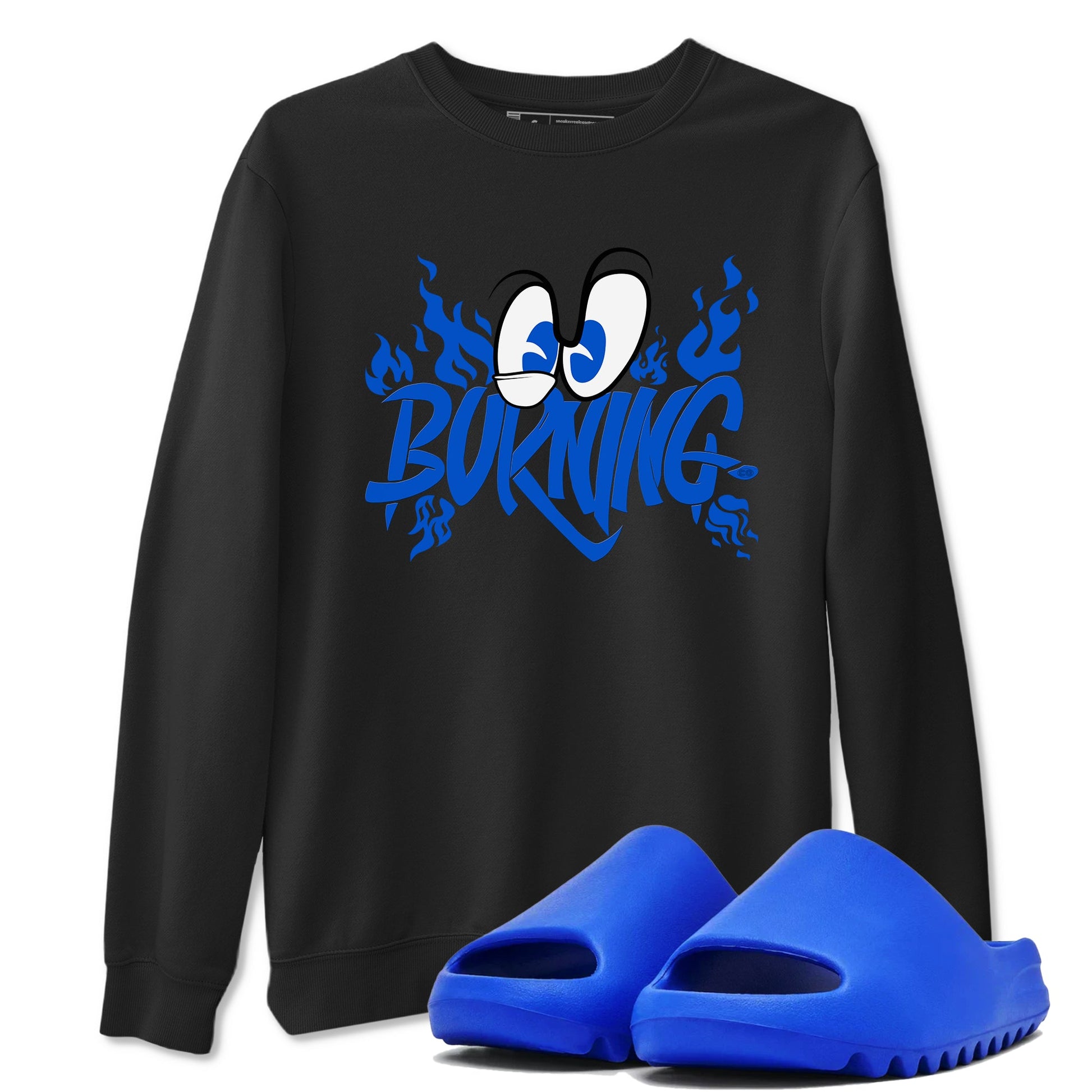 Yeezy Slide Azure shirts to match jordans Burning sneaker match tees Yeezy Slide Azure SNRT Sneaker Tees streetwear brand Black 1 unisex cotton tee