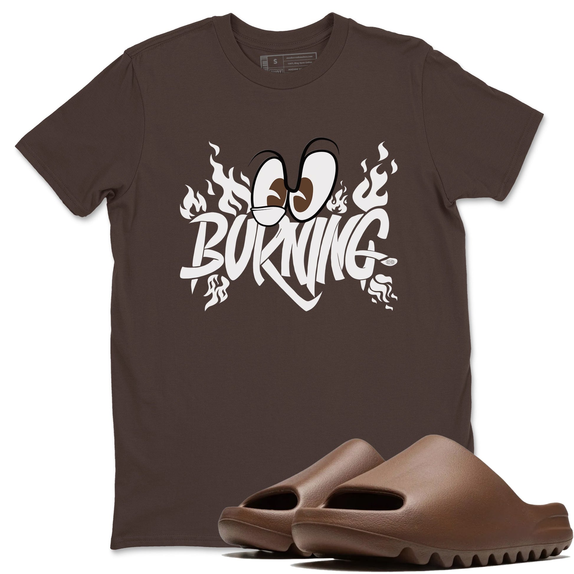 Yeezy Slide Flax shirts to match jordans Burning sneaker match tees Yeezy Slide Flax SNRT Sneaker Tees streetwear brand Dark Chocolate 1 unisex cotton tee