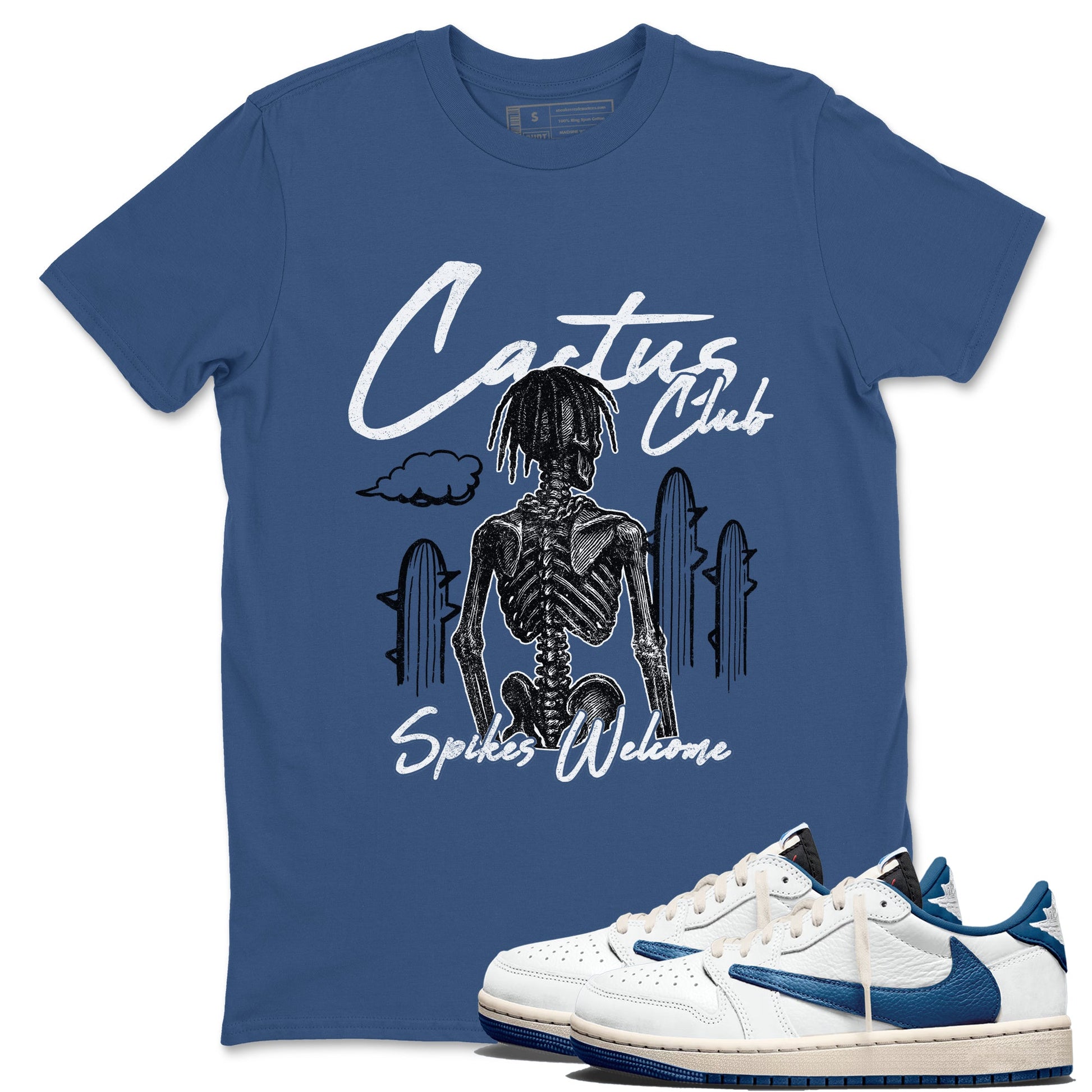 Sneaker match tees – Sneaker Tees To Match Air Jordan 1 Travis Scott Fragment Shoes – Cactus Club Tee Denim Blue 1