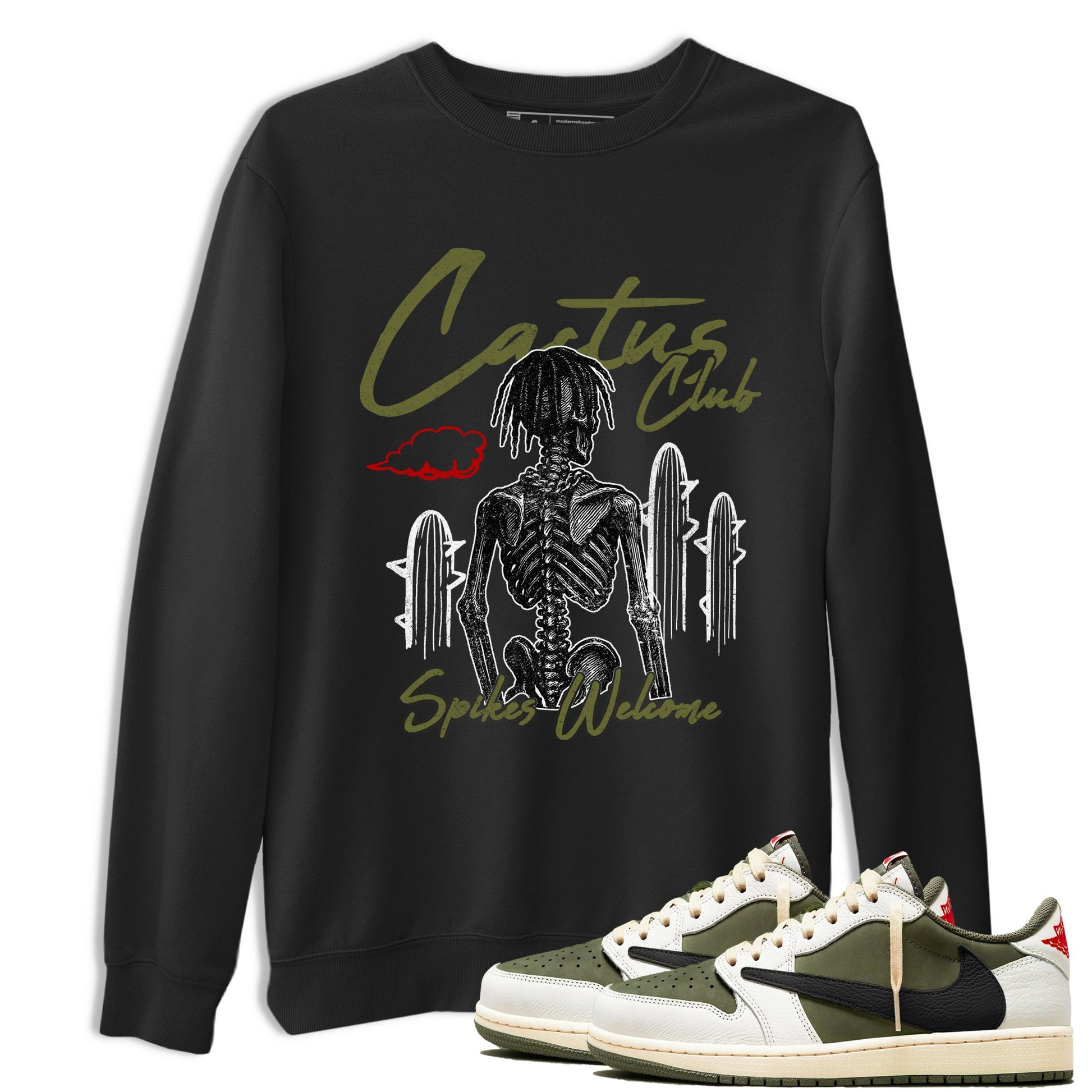 Sneaker match tees – Sneaker Tees To Match Air Jordan 1 Travis Scott Medium Olive Shoes – Cactus Club Tee Black 1
