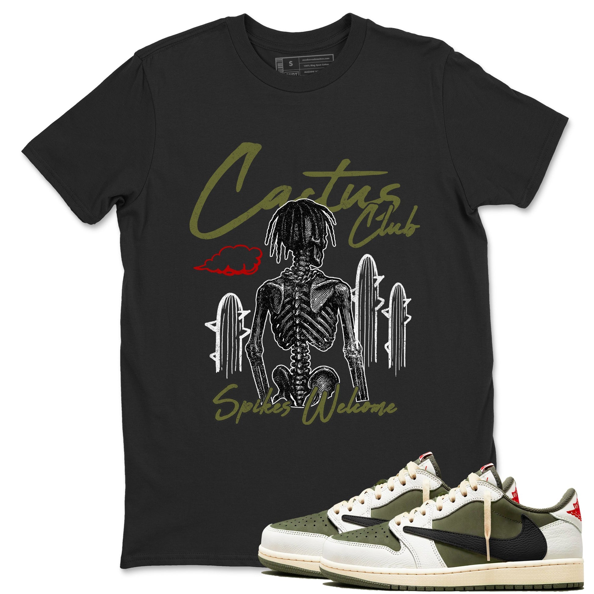 Sneaker match tees – Sneaker Tees To Match Air Jordan 1 Travis Scott Medium Olive Shoes – Cactus Club Tee Black 1