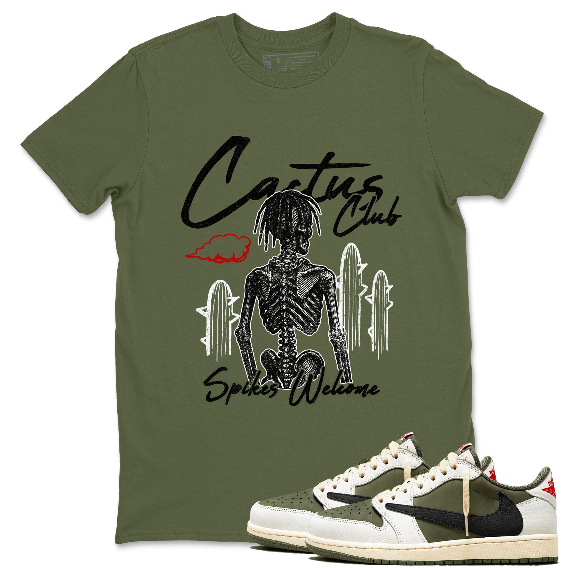 Sneaker match tees – Sneaker Tees To Match Air Jordan 1 Travis Scott Medium Olive Shoes – Cactus Club Tee Military Green 1
