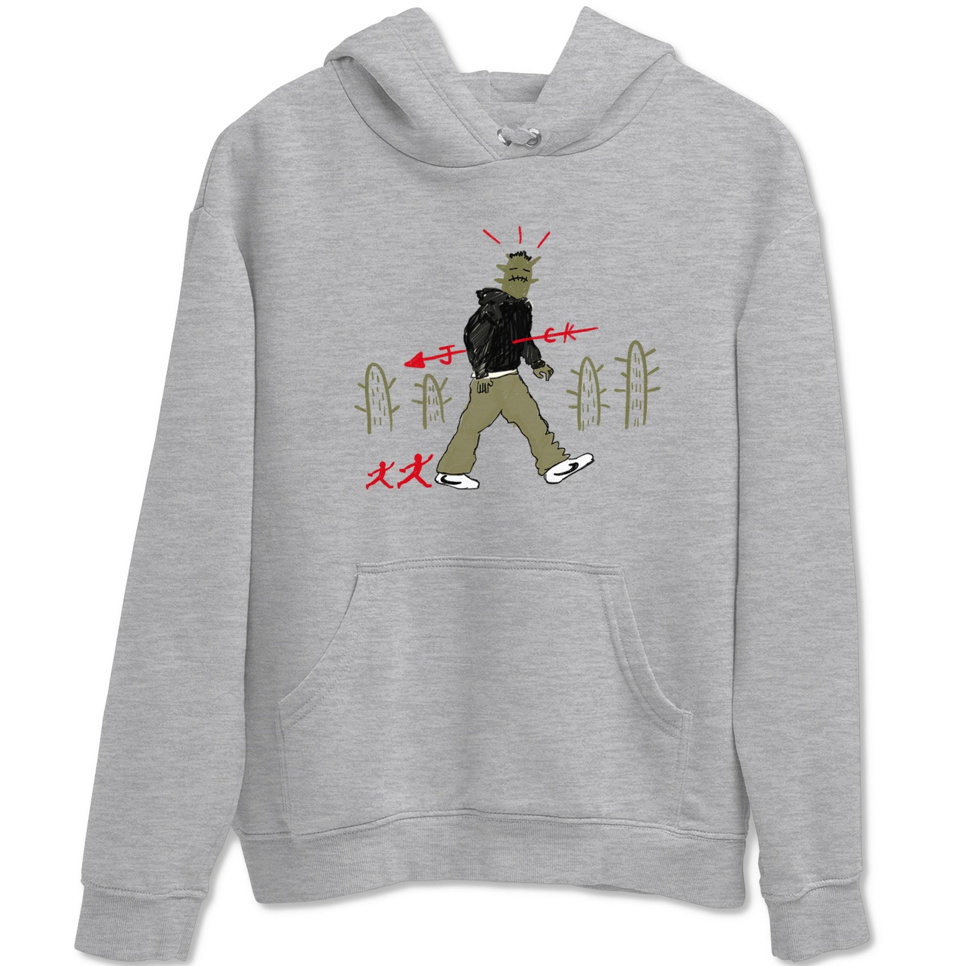 1s Travis Scott Medium Olive shirts to match jordans Cactus Man sneaker match tees Air Jordan 1 Travis Scott Medium Olive SNRT Sneaker Tees streetwear brand Heather Grey 2 unisex cotton tee