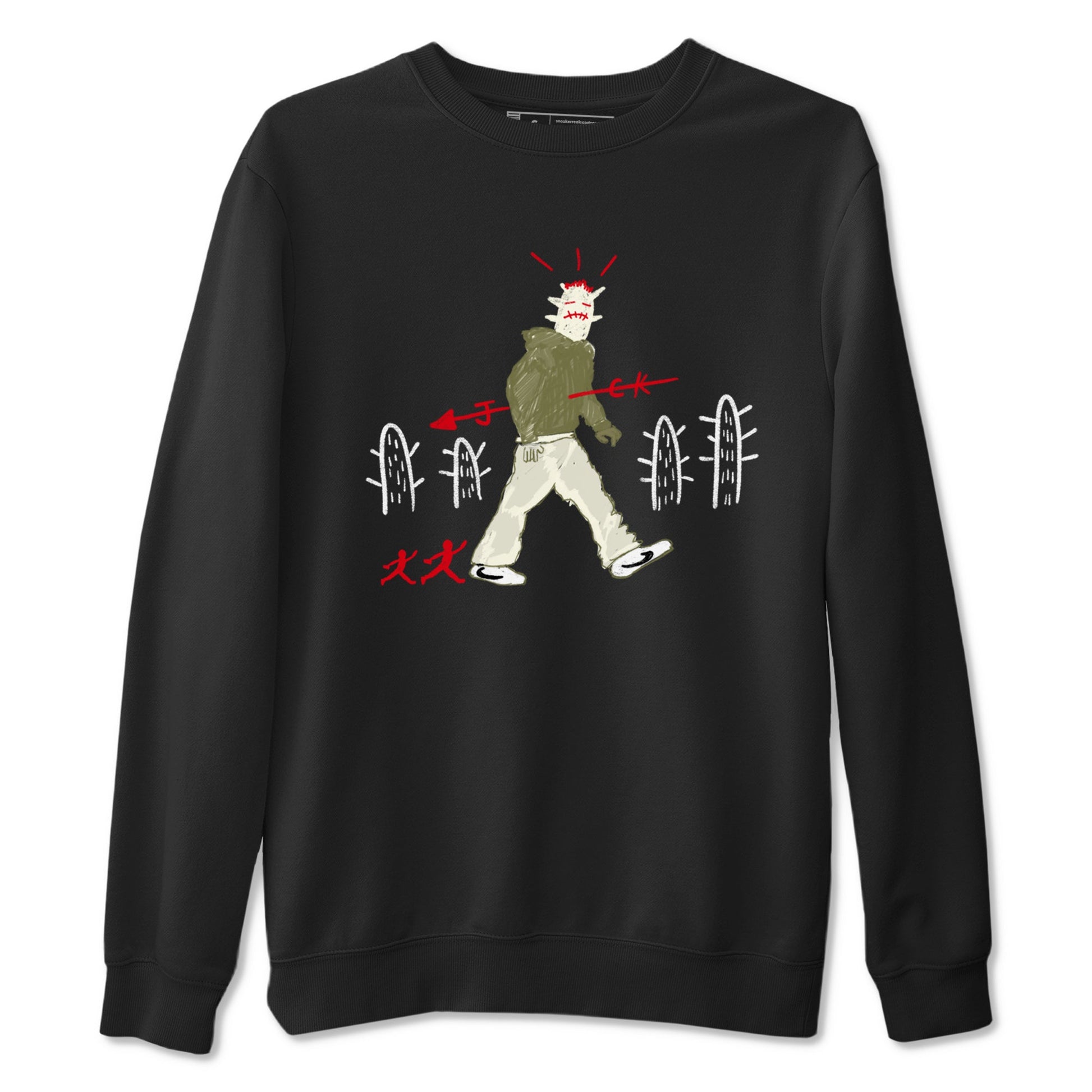 1s Travis Scott Medium Olive shirts to match jordans Cactus Man sneaker match tees Air Jordan 1 Travis Scott Medium Olive SNRT Sneaker Tees streetwear brand Black 2 unisex cotton tee