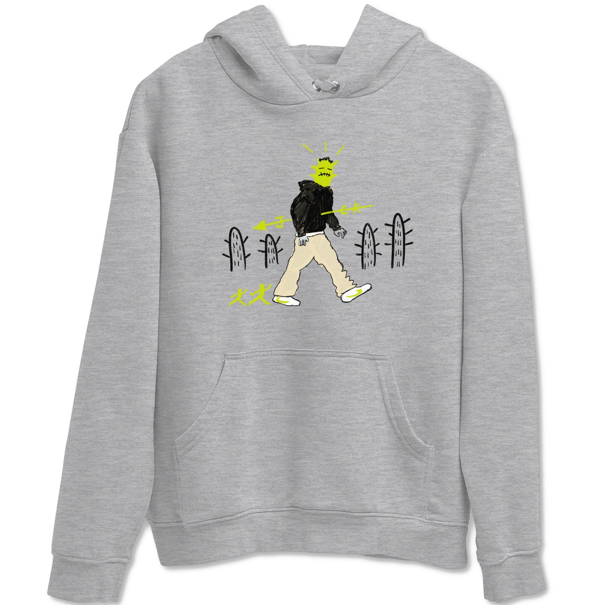 Cactus Man sneaker match t-shirt styled to complete your fit with the Jordan Jumpman Jack Travis Scott Bright Cactus sneakers, shown in Heather Grey 2.