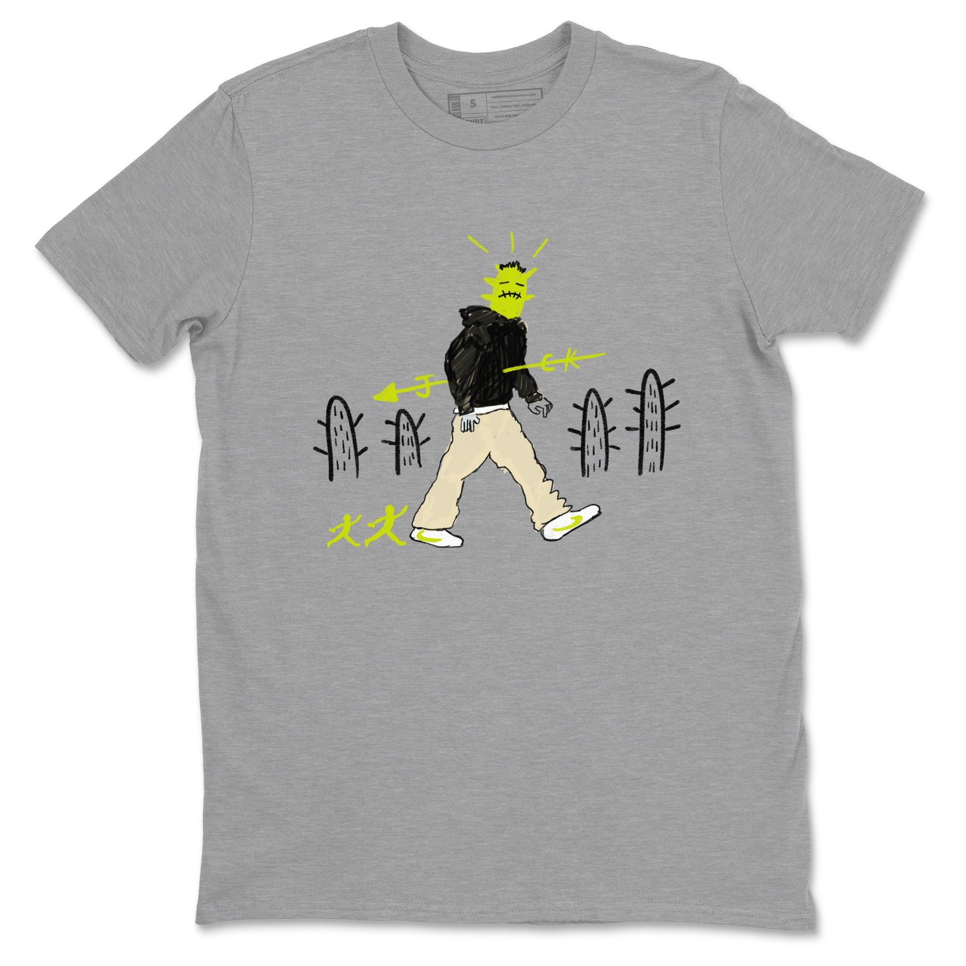 Cactus Man sneaker match t-shirt styled to complete your fit with the Jordan Jumpman Jack Travis Scott Bright Cactus sneakers, shown in Heather Grey 2.