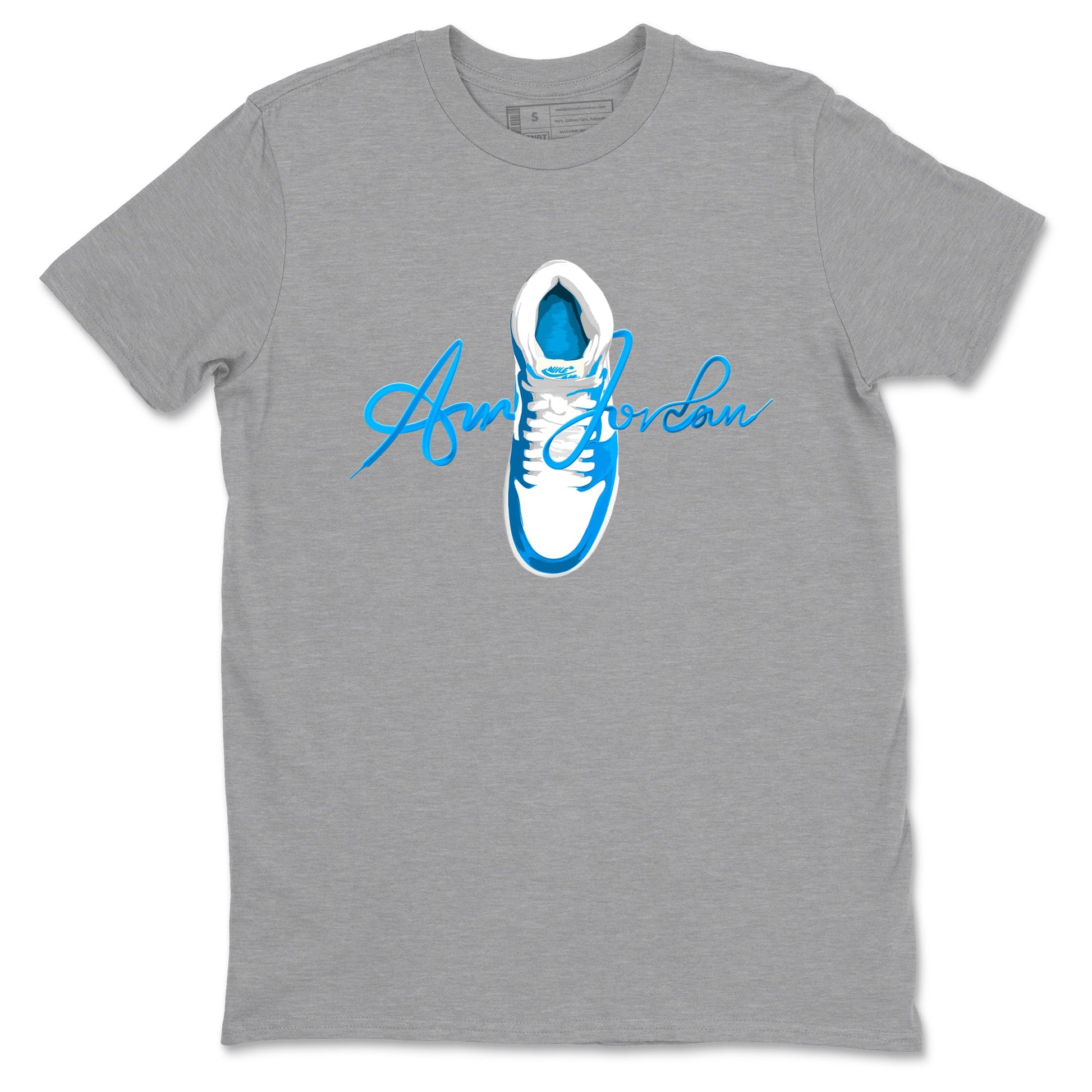 1s High OG UNC Reimagined shirts to match jordans Caligraphy Shoe Lace graphic tees Air Jordan 1 UNC Reimagined match shoes to clothes SNRT Sneaker Tees unisex cotton Heather Grey 2 shirts