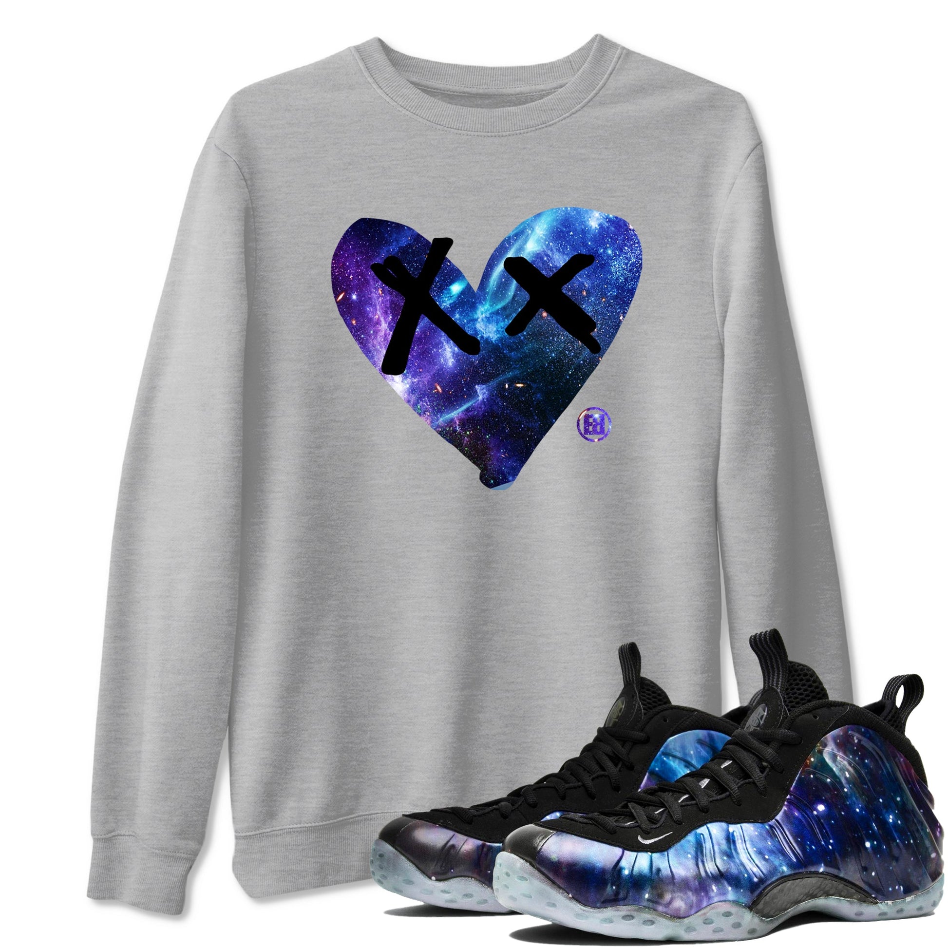 Foams One Galaxy shirts to match jordans Camo Heart sneaker match tees Air Foamposite One Galaxy match shoes to clothes SNRT Sneaker Tees unisex cotton Heather Grey 1 shirts