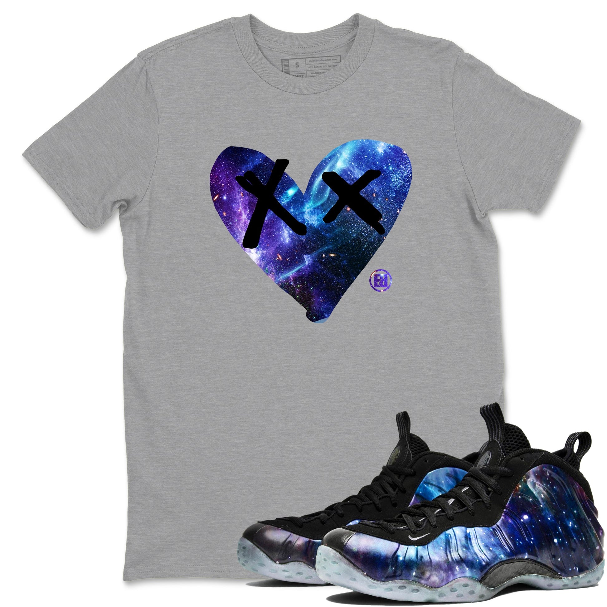 Foams One Galaxy shirts to match jordans Camo Heart sneaker match tees Air Foamposite One Galaxy match shoes to clothes SNRT Sneaker Tees unisex cotton Heather Grey 1 shirts