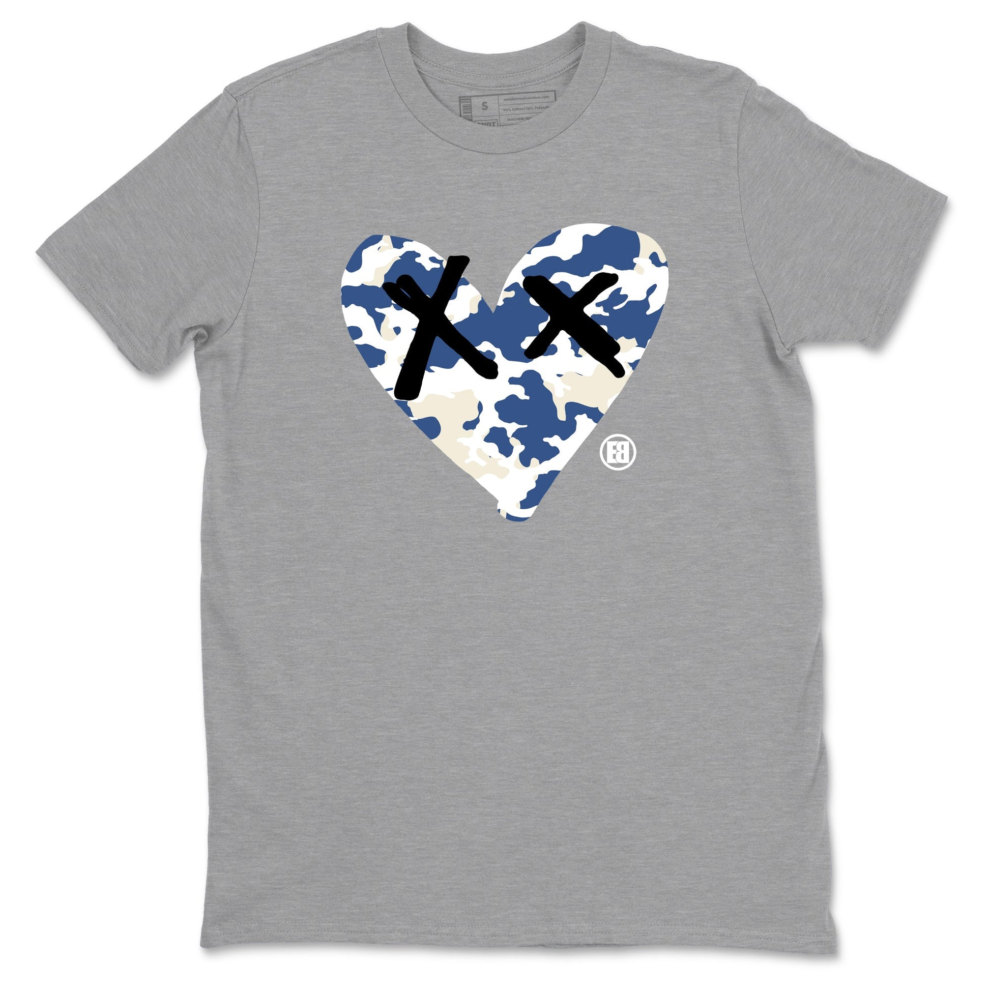 A Ma Maniere Air Jordan 3 Diffused Blue shirts to match jordans Camo Heart graphic tee Jordan 3 For The Love best t-shirts to wear with jordans SNRT Sneaker Tees unisex cotton Heather Grey 2 shirts