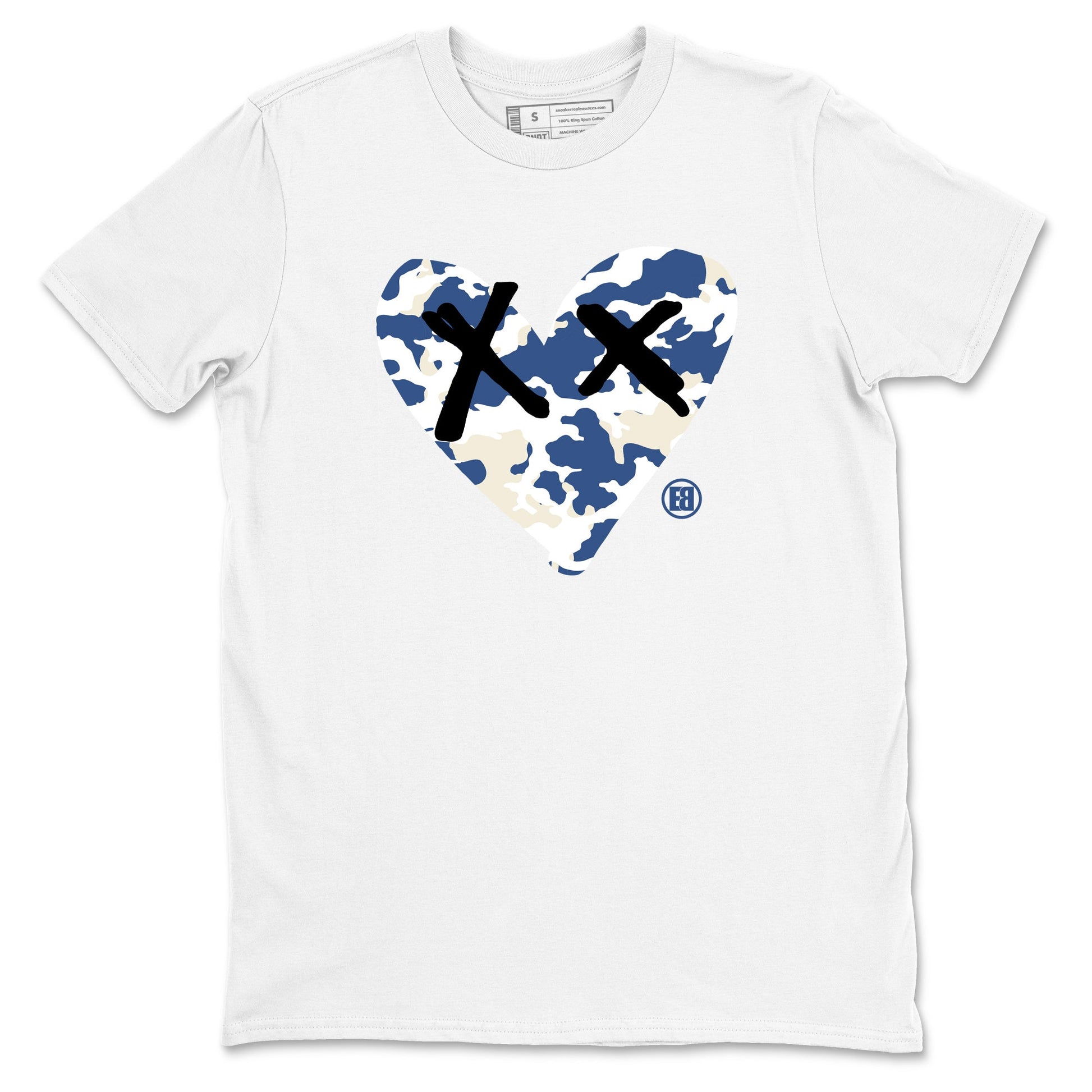 A Ma Maniere Air Jordan 3 Diffused Blue shirts to match jordans Camo Heart graphic tee Jordan 3 For The Love best t-shirts to wear with jordans SNRT Sneaker Tees unisex cotton White 2 shirts