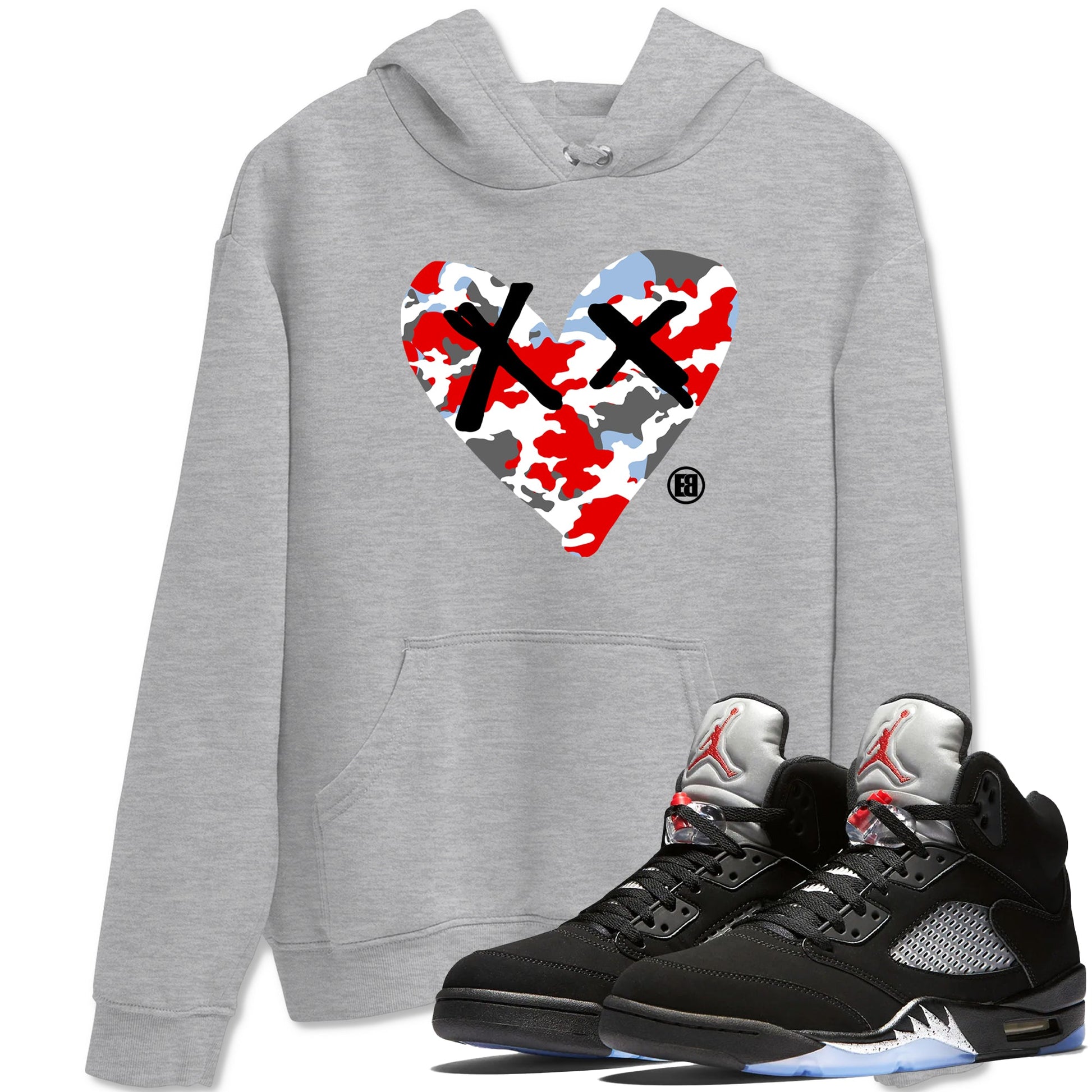 AJ5 Reimagined shirts to match jordans Camo Heart best t shirts to wear with jordans Air Jordan 5 Retro OG Reimagined match shoes to clothes SNRT Sneaker Tees unisex cotton Heather Grey 1 shirts