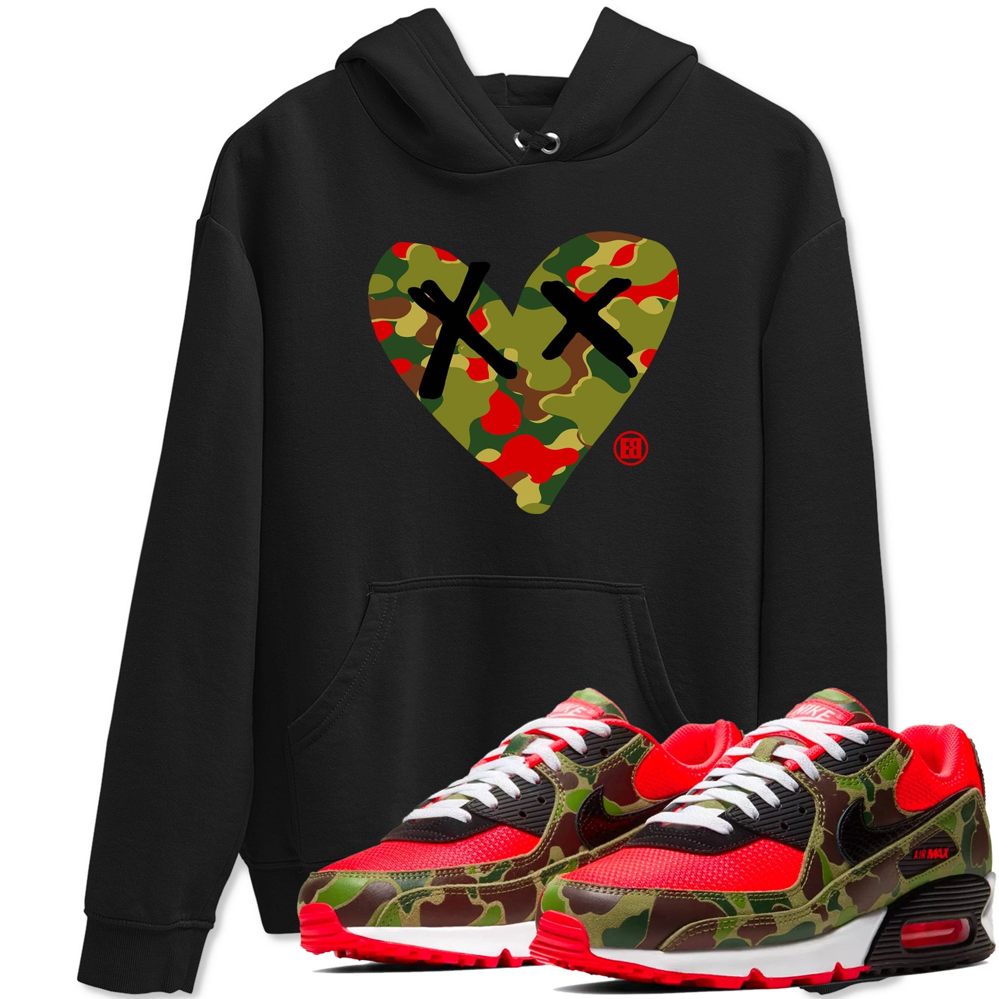 Air Max 90 Reverse Duck Camo shirts to match jordans Camo Heart best t shirts to wear with jordans Air Max 90 Reverse Duck Camo match shoes to clothes SNRT Sneaker Tees unisex cotton Black 1 shirts