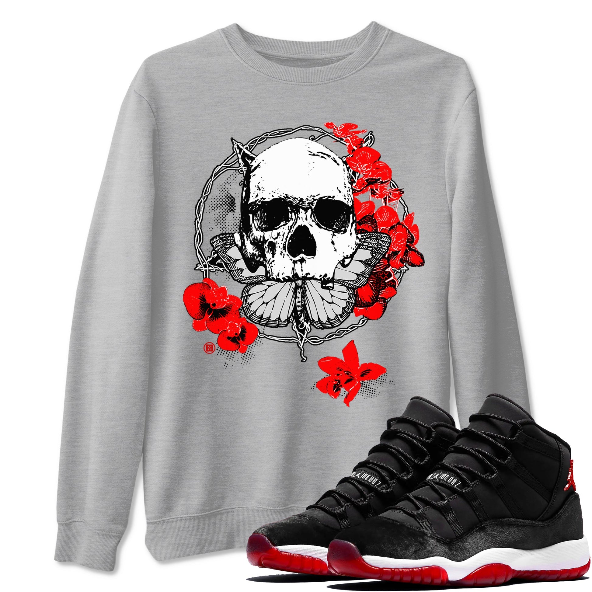 11s Bred Velvet shirts to match jordans Carpe Diem Skull sneaker match tees Air Jordan 11 Bred Velvet match shoes to clothes SNRT Sneaker Tees unisex cotton Heather Grey 1 shirts