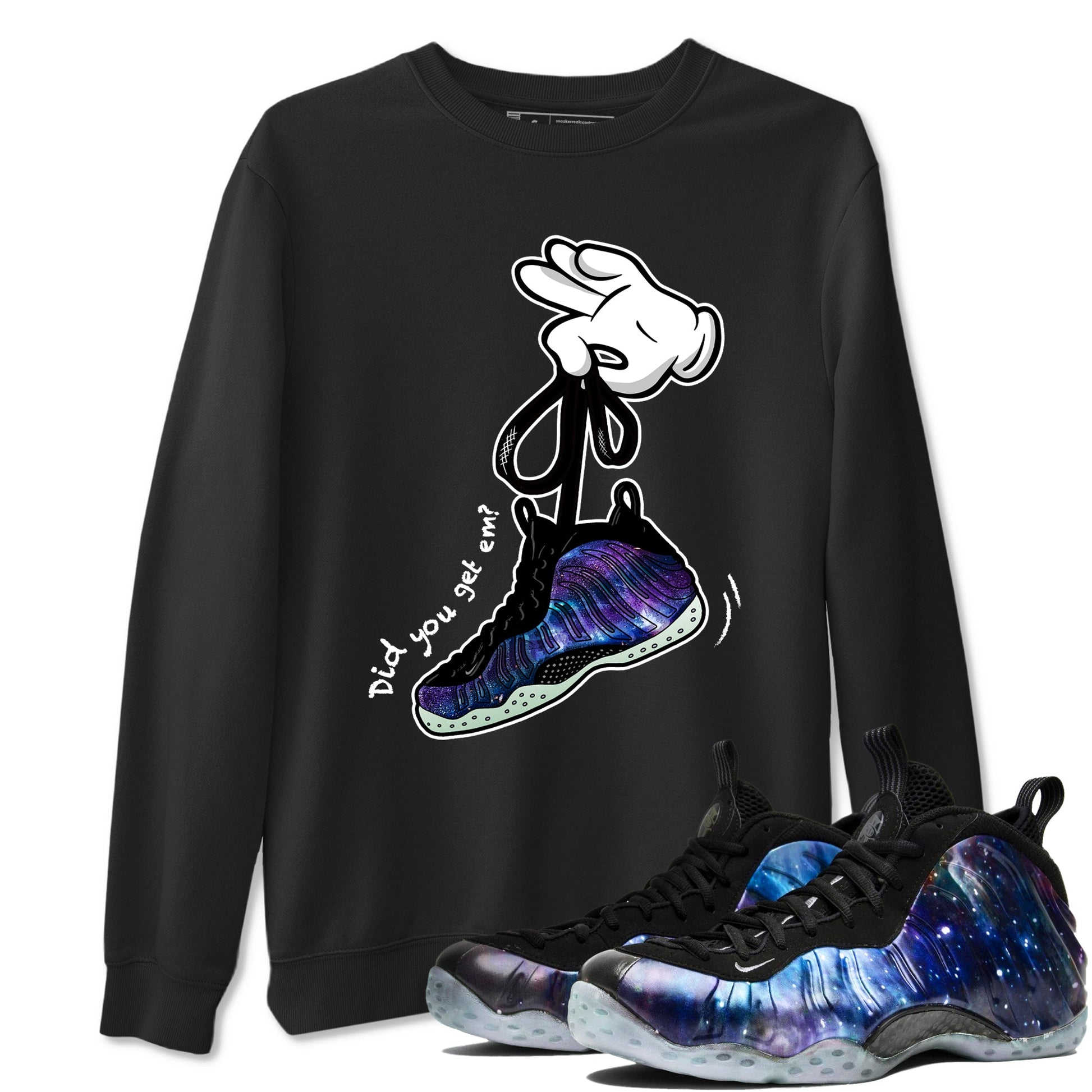 Foams One Galaxy shirts to match jordans Cartoon Hands best t shirts to wear with jordans Air Foamposite One Galaxy match shoes to clothes SNRT Sneaker Tees unisex cotton Black 1 shirts