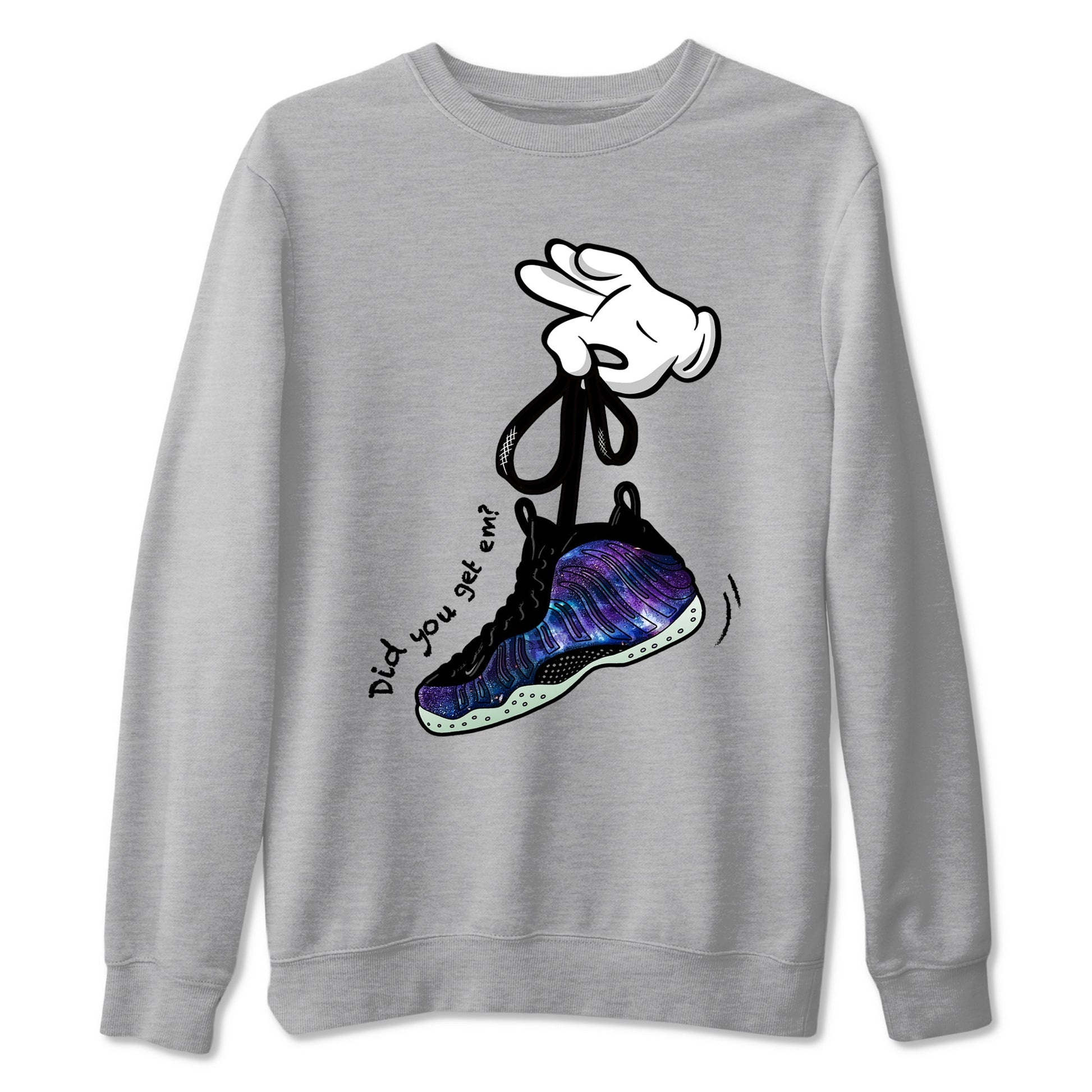 Foams One Galaxy shirts to match jordans Cartoon Hands best t shirts to wear with jordans Air Foamposite One Galaxy match shoes to clothes SNRT Sneaker Tees unisex cotton Heather Grey 2 shirts