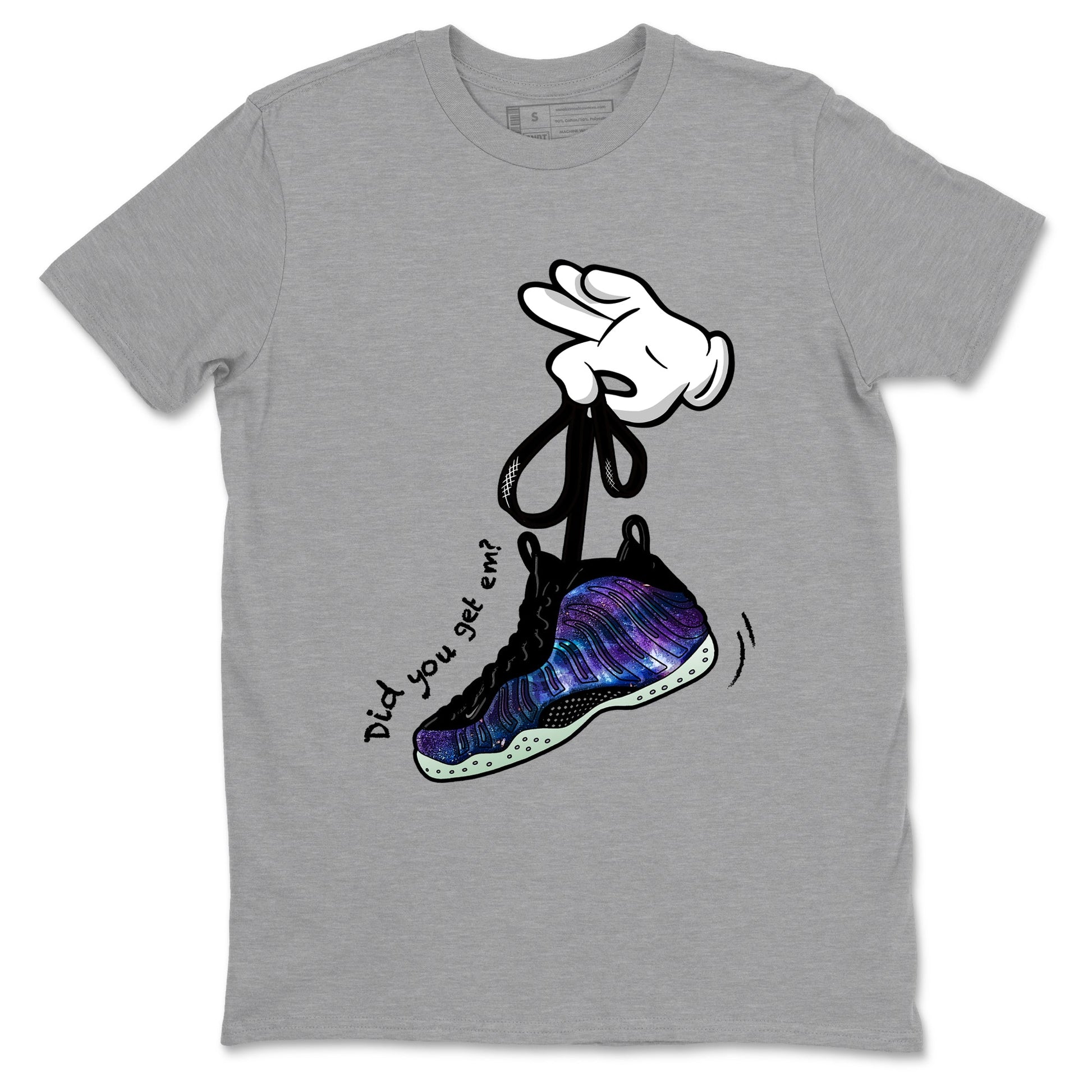 Foams One Galaxy shirts to match jordans Cartoon Hands best t shirts to wear with jordans Air Foamposite One Galaxy match shoes to clothes SNRT Sneaker Tees unisex cotton Heather Grey 2 shirts