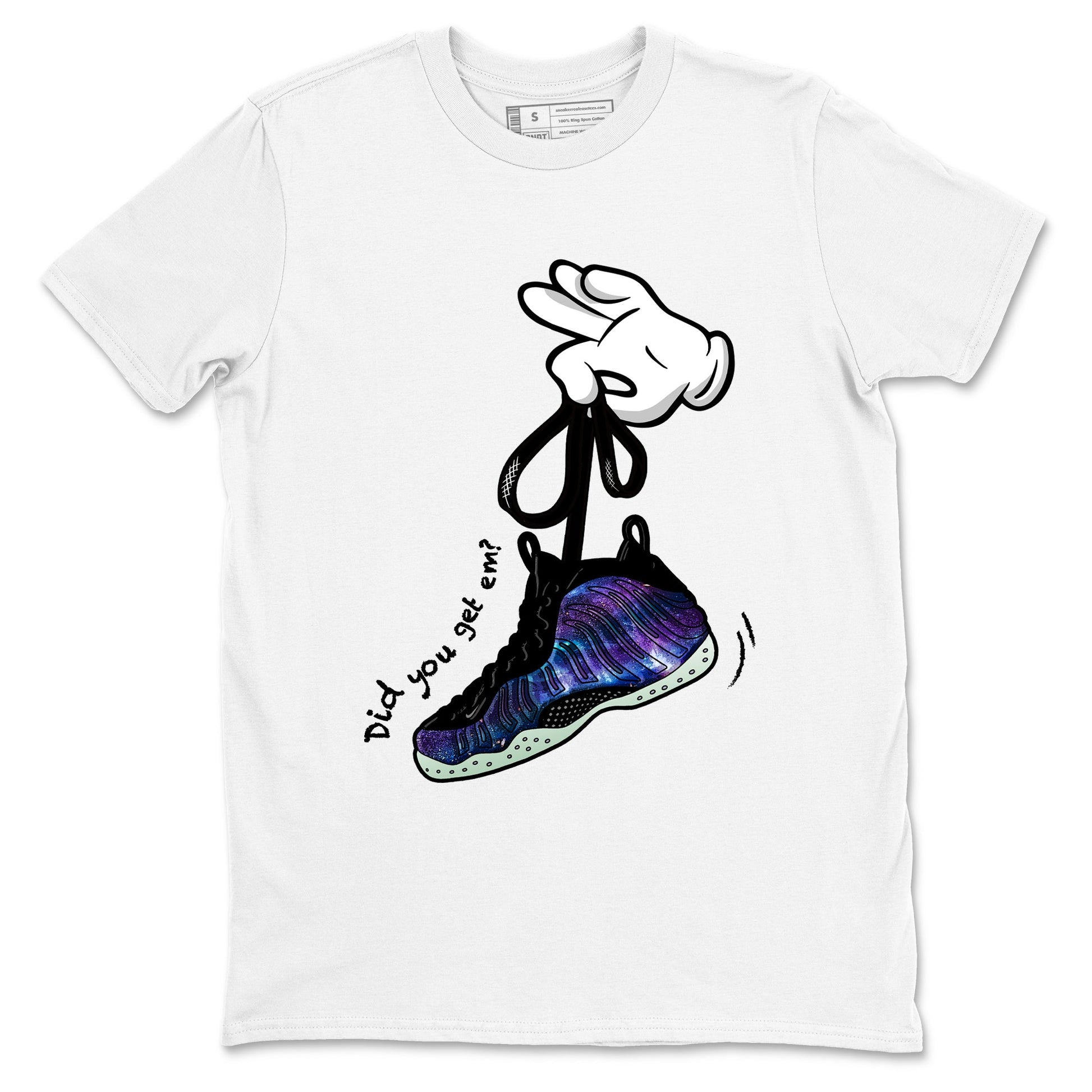 Foams One Galaxy shirts to match jordans Cartoon Hands best t shirts to wear with jordans Air Foamposite One Galaxy match shoes to clothes SNRT Sneaker Tees unisex cotton White 2 shirts