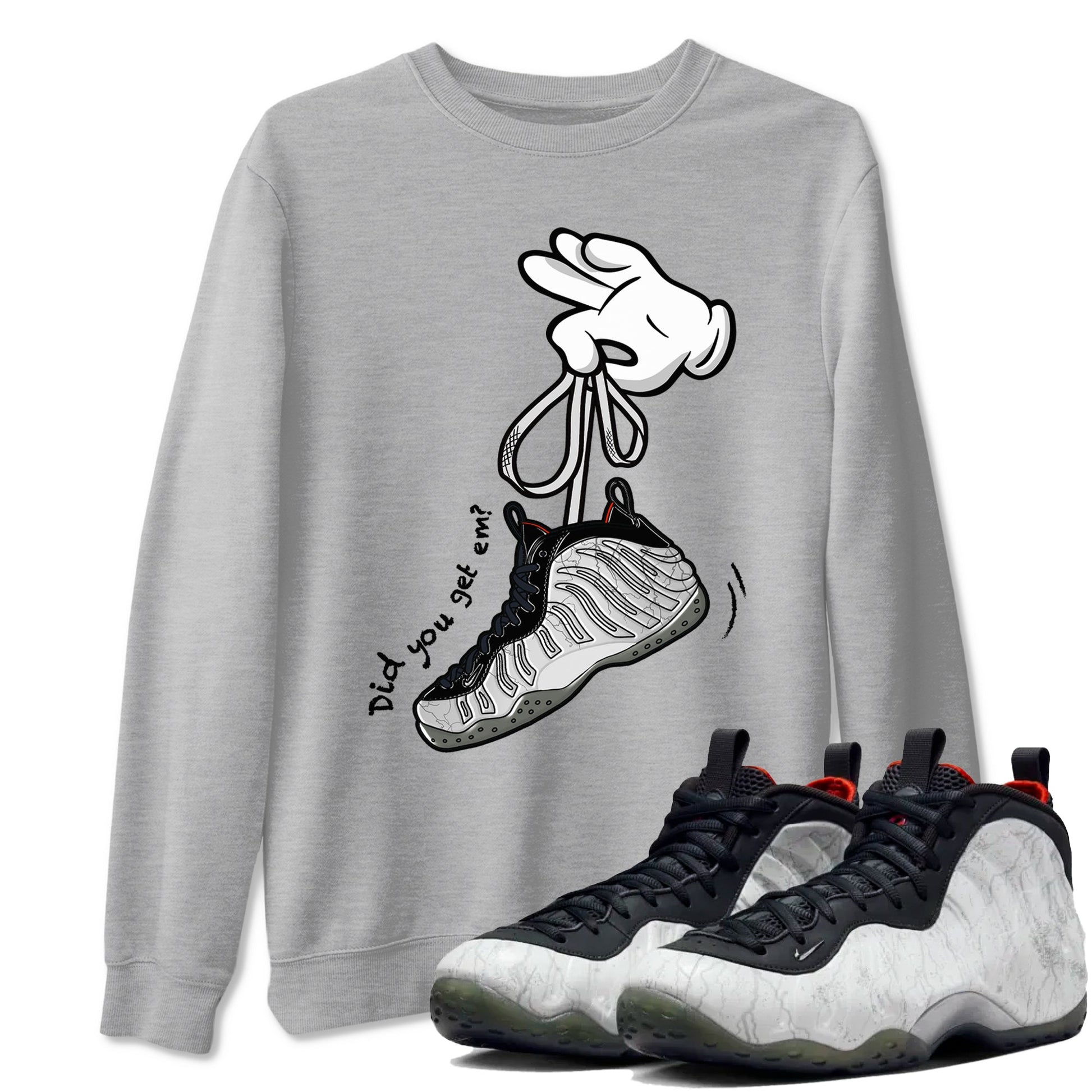 Foams One Jin shirts to match jordans Cartoon Hands sneaker match tees Air Foamposite One Jin match shoes to clothes SNRT Sneaker Tees unisex cotton Heather Grey 1 shirts