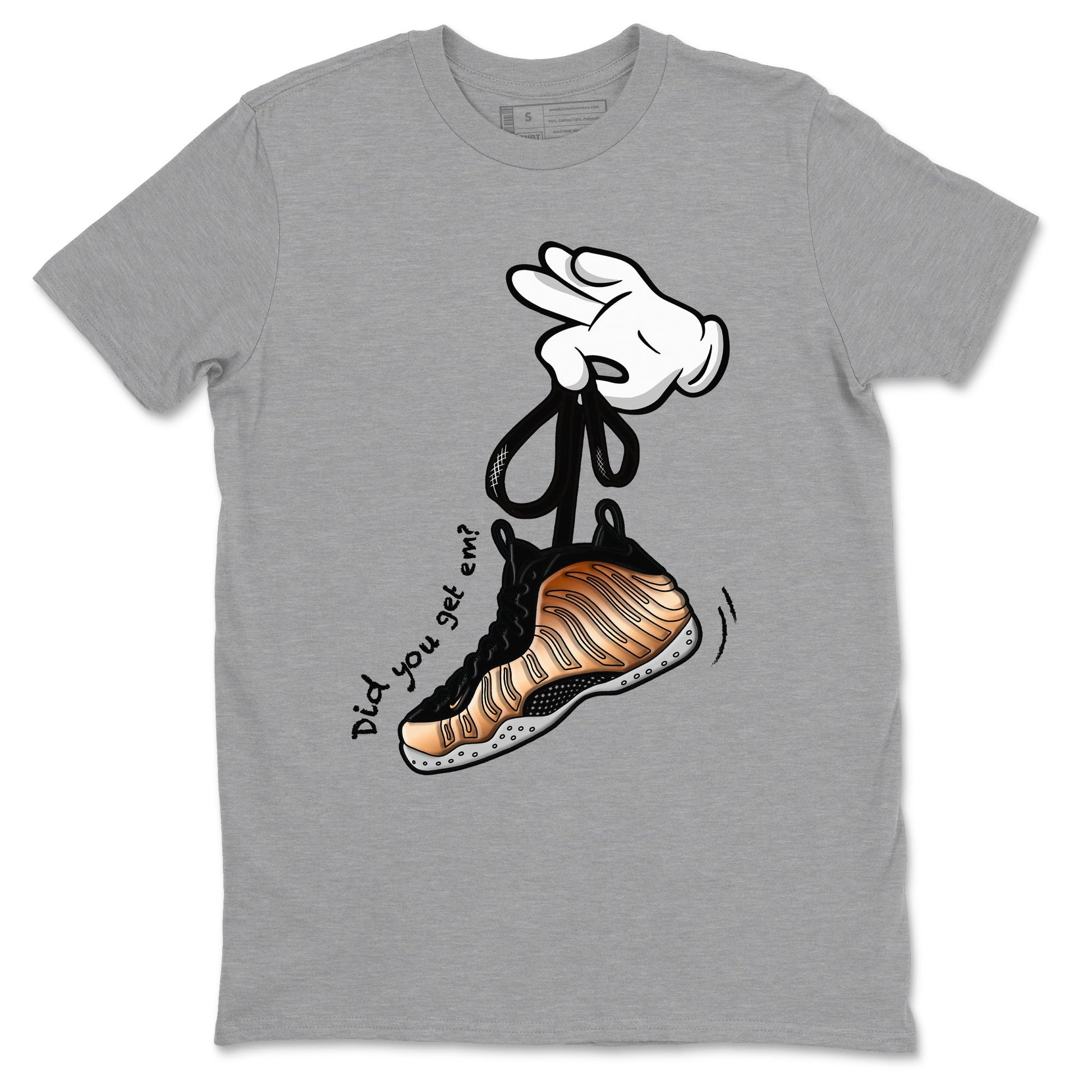 Foams One Metallic Copper shirts to match jordans Cartoon Hands sneaker match tees Air Foamposite One Metallic Copper match shoes to clothes SNRT Sneaker Tees unisex cotton Heather Grey 2 shirts