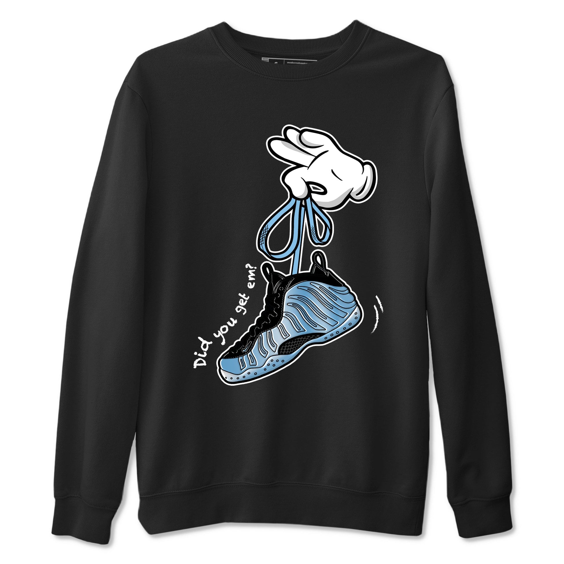 Cartoon Hands sneaker match t-shirt styled to complete your fit with the Air Foamposite One Psychic Blue sneakers, shown in Black 2.