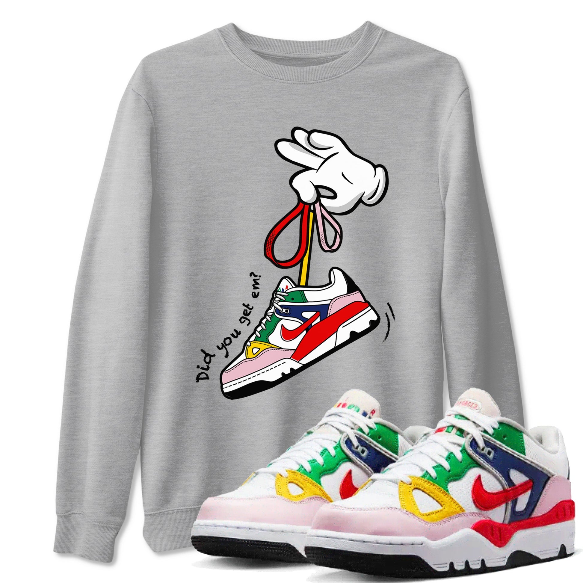 AF 3 Nigo shirtsto match jordans Cartoon Hands sneaker match tees Air Force 3 Low x Nigo Blue Void and Tour Yellow match shoes to clothes SNRT Sneaker Tees unisex cotton Heather Grey 1 shirts