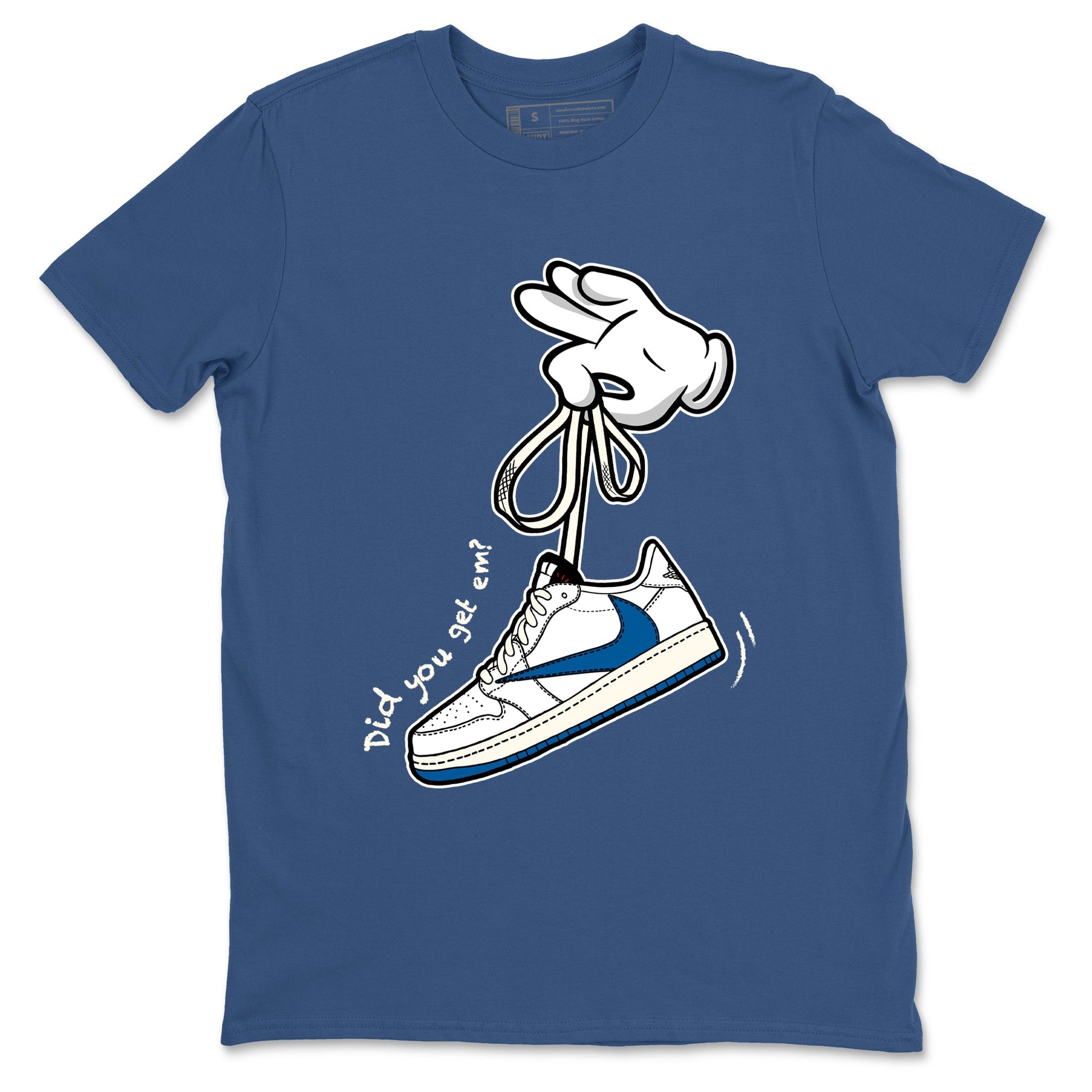 Sneaker match tees – Sneaker Tees To Match Air Jordan 1 Travis Scott Fragment Shoes – Cartoon Hands Tee Denim Blue 2