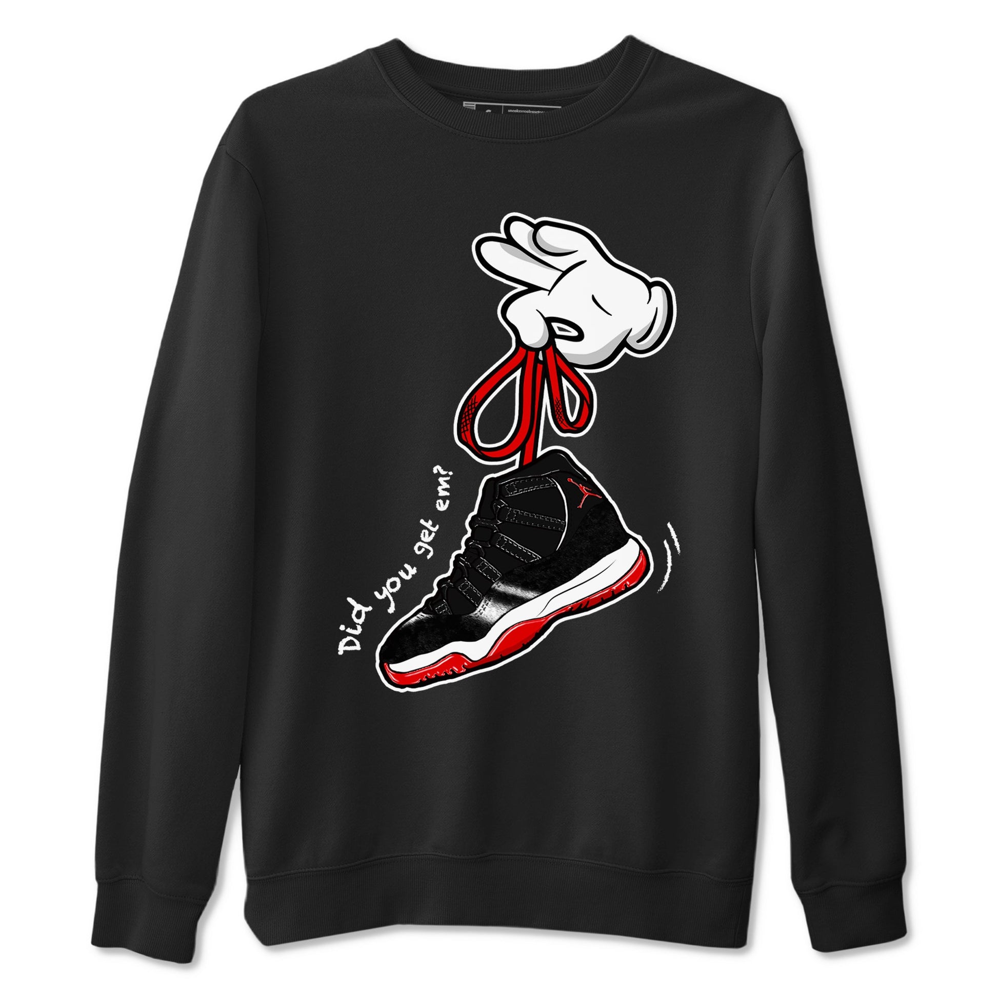 11s Bred Velvet shirts to match jordans Cartoon Hands sneaker match tees Air Jordan 11 Retro Bred Velvet match shoes to clothes SNRT Sneaker Tees unisex cotton Black 2 shirts
