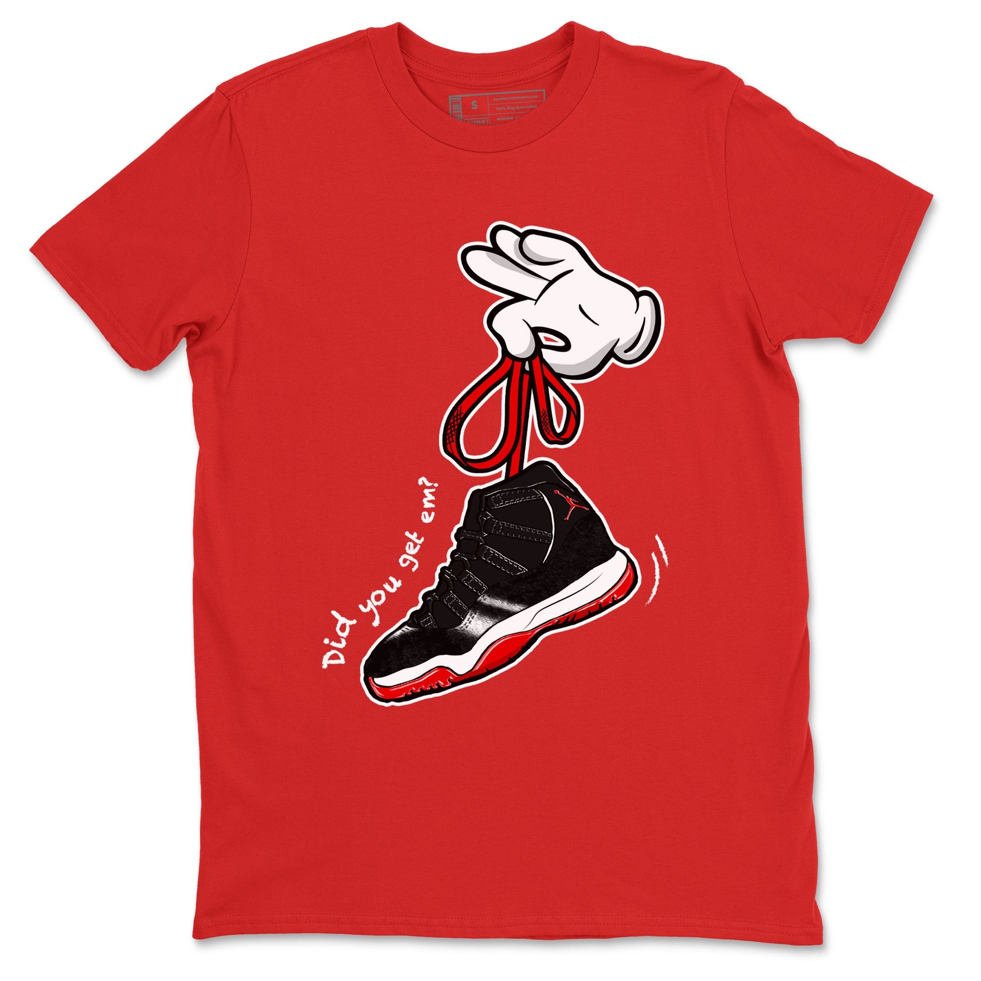 11s Bred Velvet shirts to match jordans Cartoon Hands sneaker match tees Air Jordan 11 Retro Bred Velvet match shoes to clothes SNRT Sneaker Tees unisex cotton Red 2 shirts