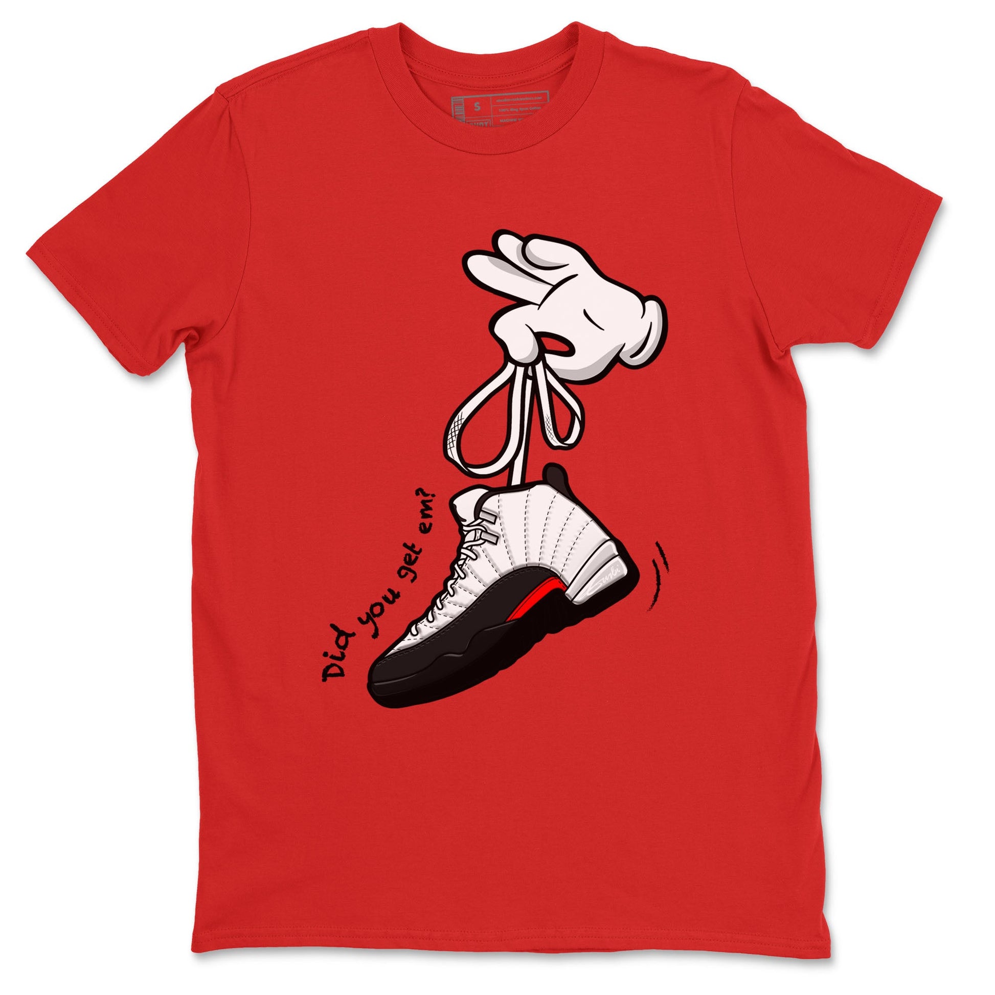 Air Jordan 12 Retro Taxi Flip shirts to match jordans Cartoon Hands sneaker match tees 12s Red Taxi SNRT sneaker release Tees unisex cotton Red 2 crew neck shirt