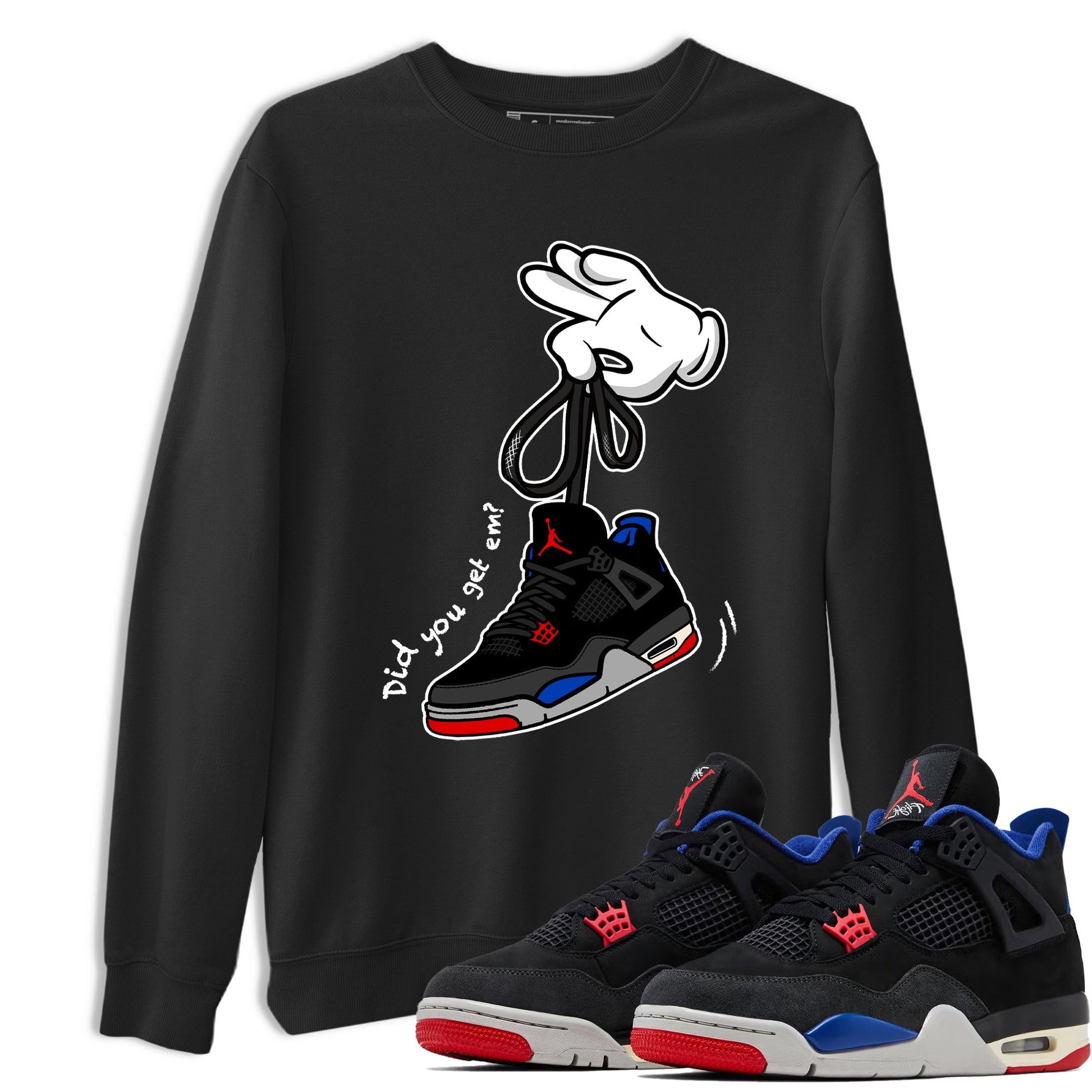 Sneaker match tees – Sneaker Tees To Match Jordan 4 Retro Rare Air Shoes – Cartoon Hands Tee Black 1