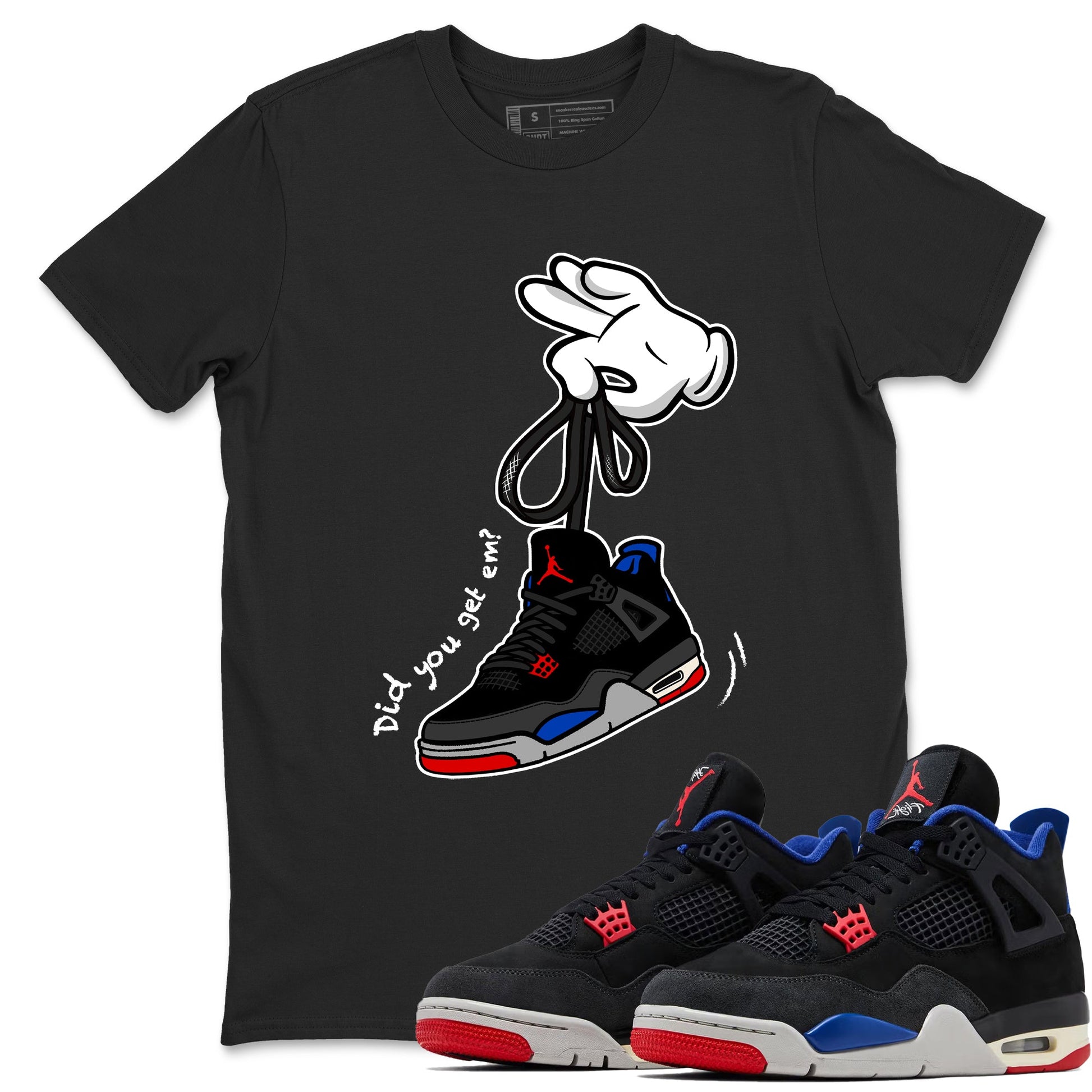 Sneaker match tees – Sneaker Tees To Match Jordan 4 Retro Rare Air Shoes – Cartoon Hands Tee Black 1