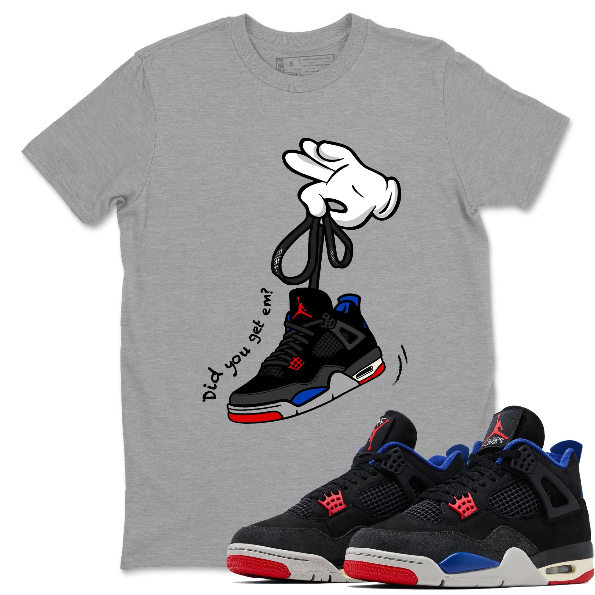 Sneaker match tees – Sneaker Tees To Match Jordan 4 Retro Rare Air Shoes – Cartoon Hands Tee Heather Grey 1