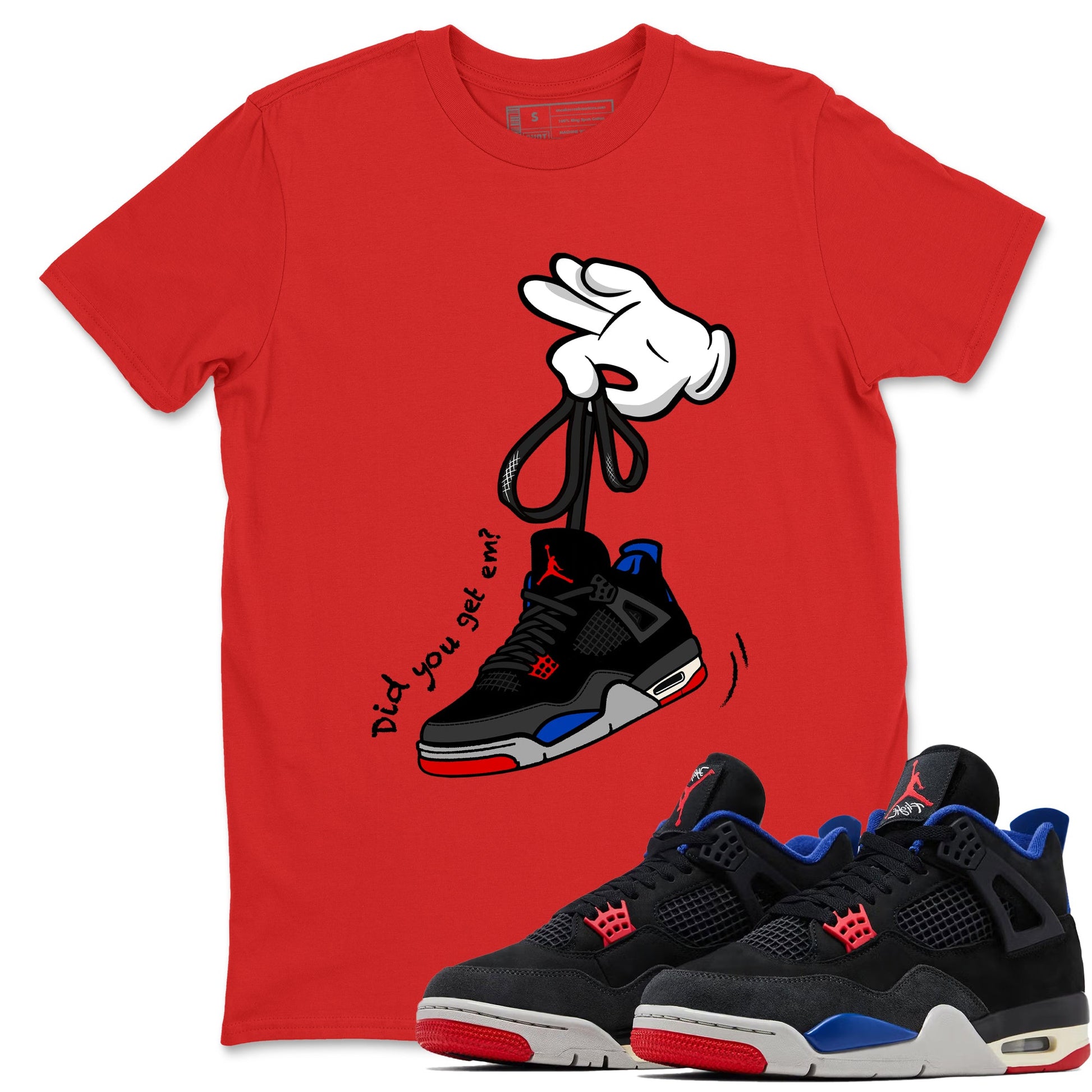 Sneaker match tees – Sneaker Tees To Match Jordan 4 Retro Rare Air Shoes – Cartoon Hands Tee Red 1