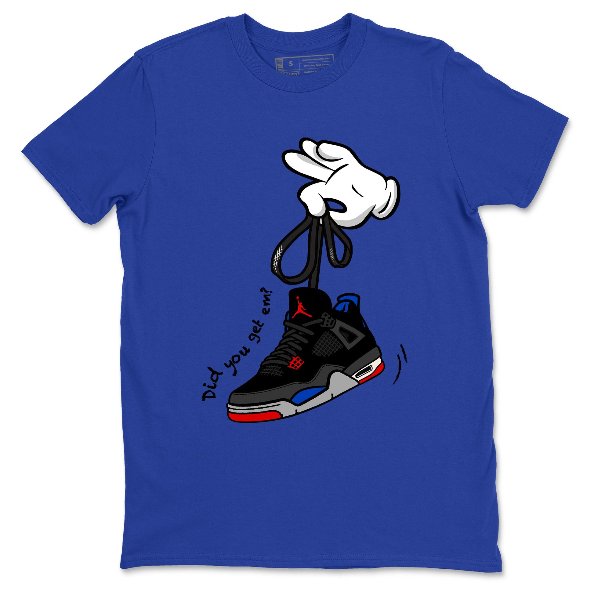 Sneaker match tees – Sneaker Tees To Match Jordan 4 Retro Rare Air Shoes – Cartoon Hands Tee Royal Blue 2