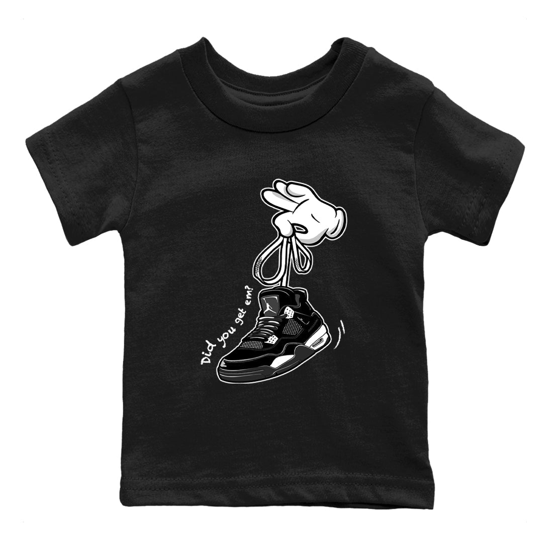 4s White Thunder Shirts To Match Jordans Cartoon Hands sneaker match tees Air Jordan 4 White Thunder Tee SNRT Sneaker Release Tees Youth Baby Black 2 crew neck shirts