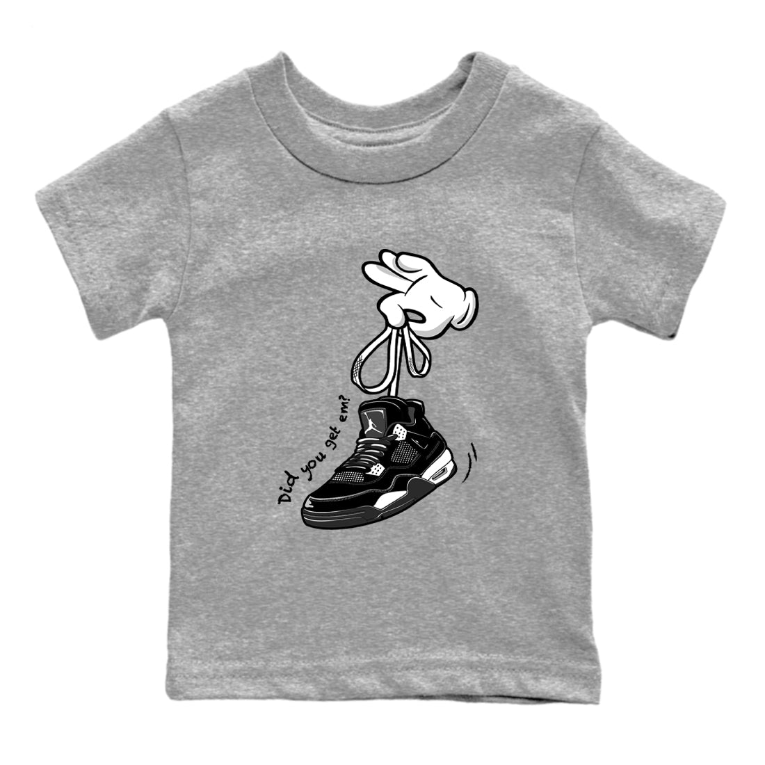 4s White Thunder Shirts To Match Jordans Cartoon Hands sneaker match tees Air Jordan 4 White Thunder Tee SNRT Sneaker Release Tees Youth Baby Heather Grey 2 crew neck shirts