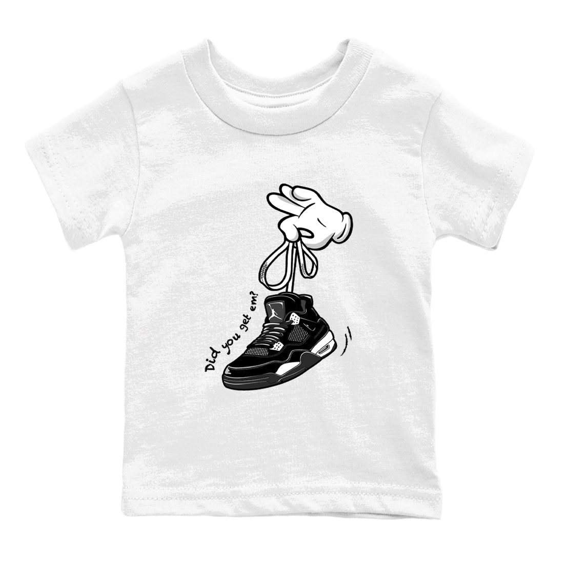 4s White Thunder Shirts To Match Jordans Cartoon Hands sneaker match tees Air Jordan 4 White Thunder Tee SNRT Sneaker Release Tees Youth Baby White 2 crew neck shirts