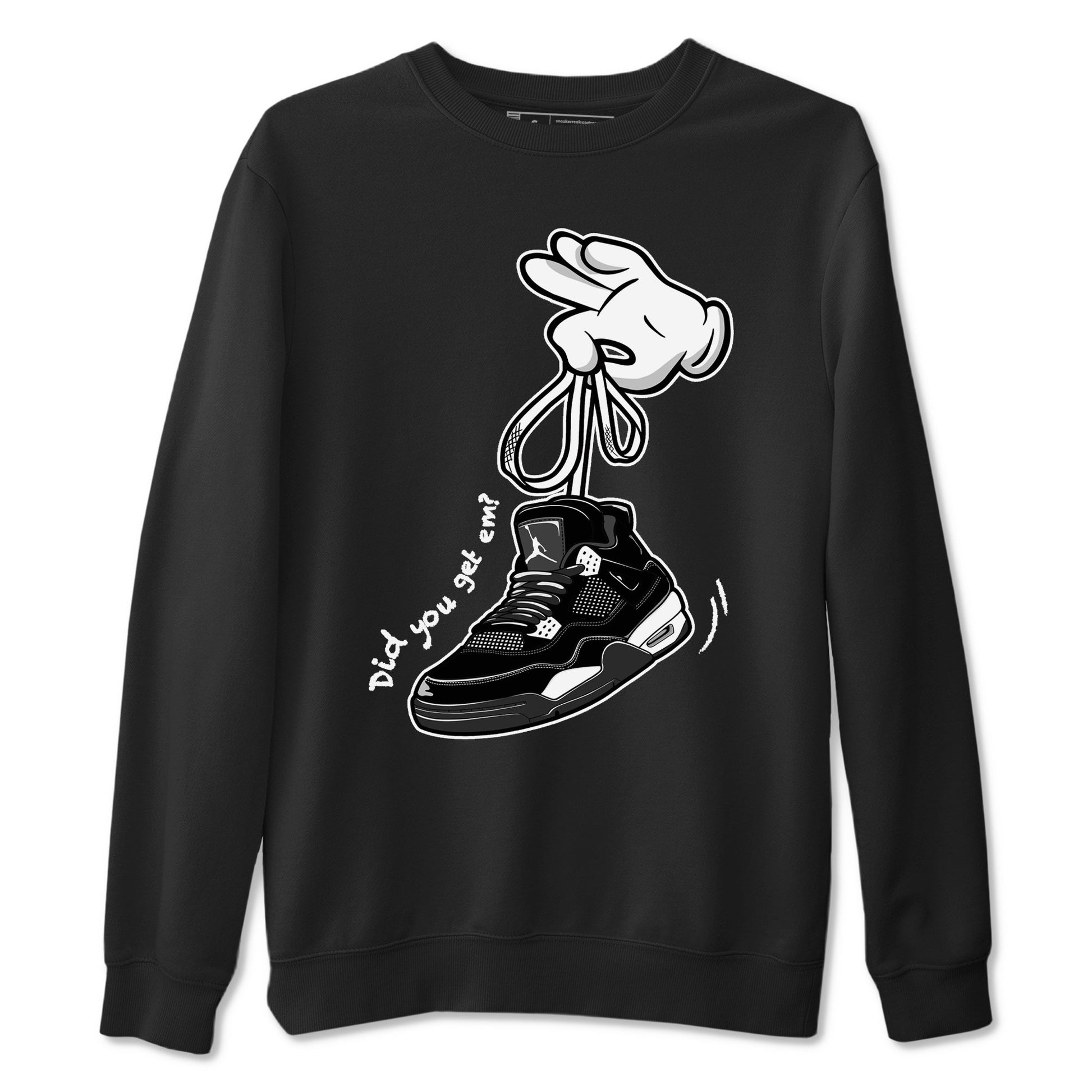 4s White Thunder Shirts To Match Jordans Cartoon Hands sneaker match tees Air Jordan 4 White Thunder Tee SNRT Sneaker Release Tees unisex cotton Black 2 crew neck shirts