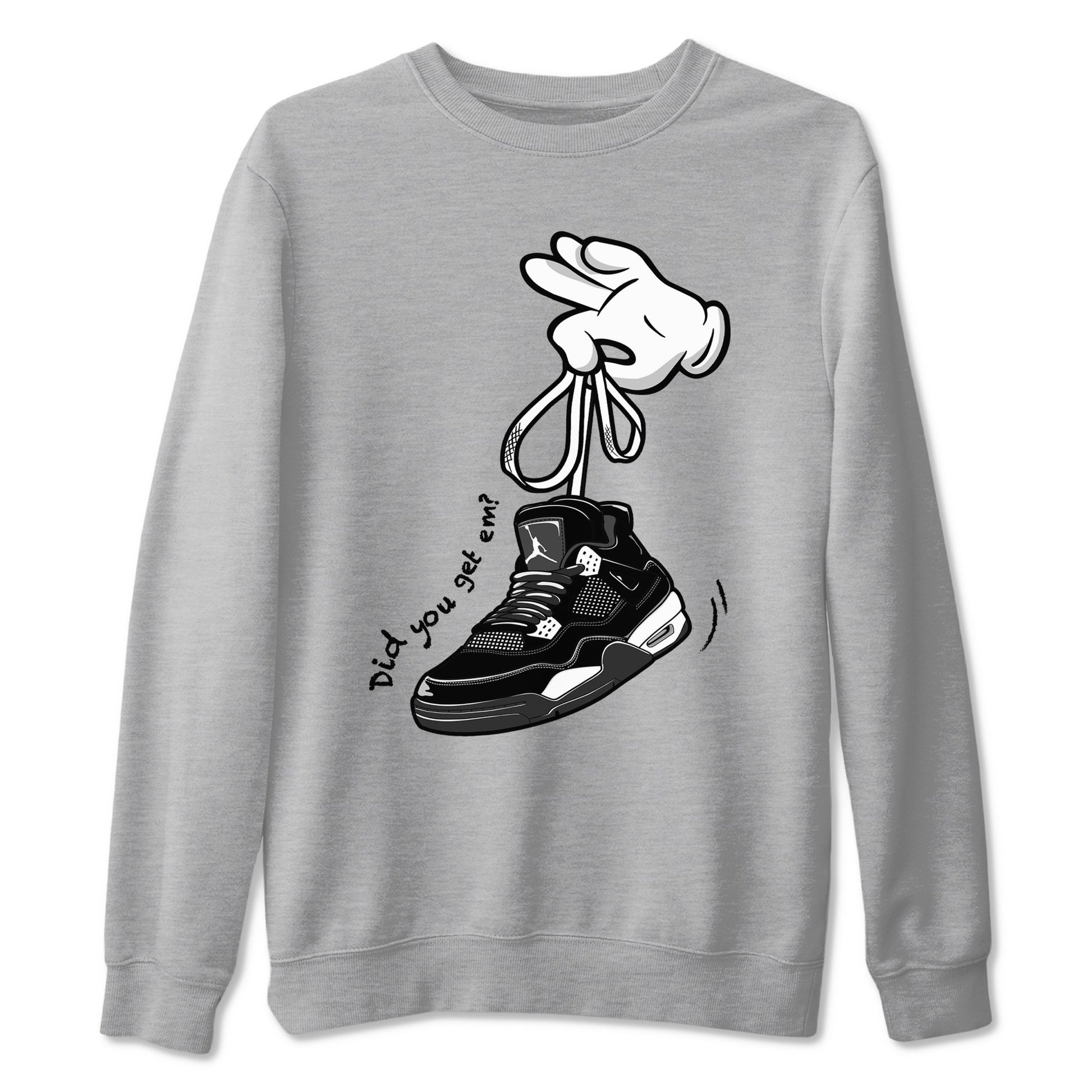 4s White Thunder Shirts To Match Jordans Cartoon Hands sneaker match tees Air Jordan 4 White Thunder Tee SNRT Sneaker Release Tees unisex cotton Heather Grey 2 crew neck shirts