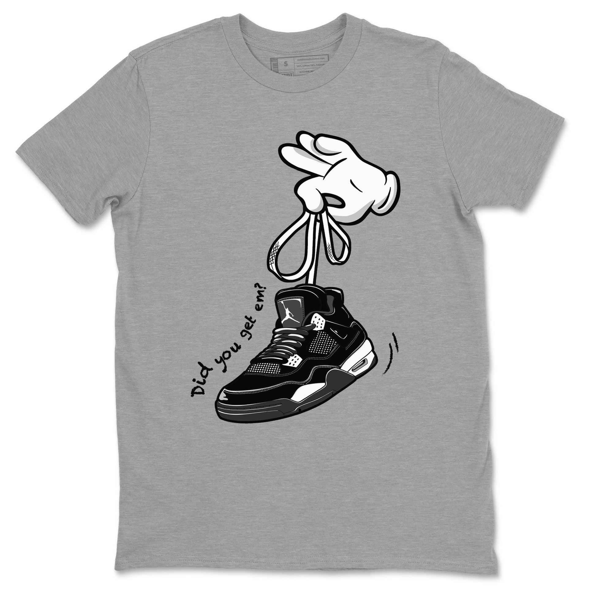 4s White Thunder Shirts To Match Jordans Cartoon Hands sneaker match tees Air Jordan 4 White Thunder Tee SNRT Sneaker Release Tees unisex cotton Heather Grey 2 crew neck shirts