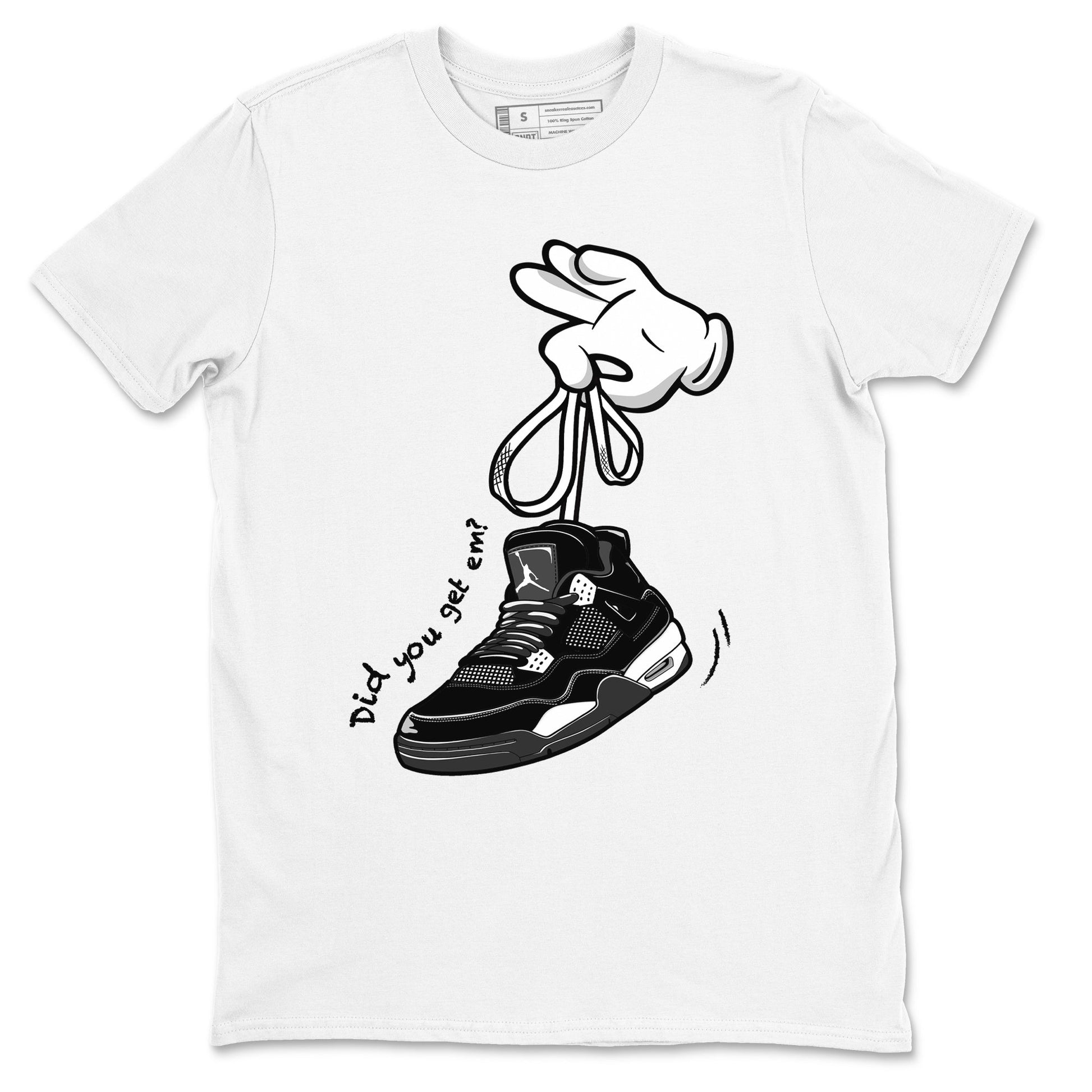 4s White Thunder Shirts To Match Jordans Cartoon Hands sneaker match tees Air Jordan 4 White Thunder Tee SNRT Sneaker Release Tees unisex cotton White 2 crew neck shirts