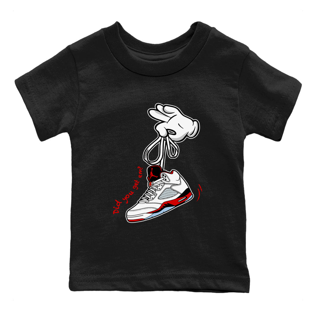 Sneaker match tees – Sneaker Tees To Match Air Jordan 5 Fire Red Shoes – Cartoon Hands Kids T-Shirt Black 2