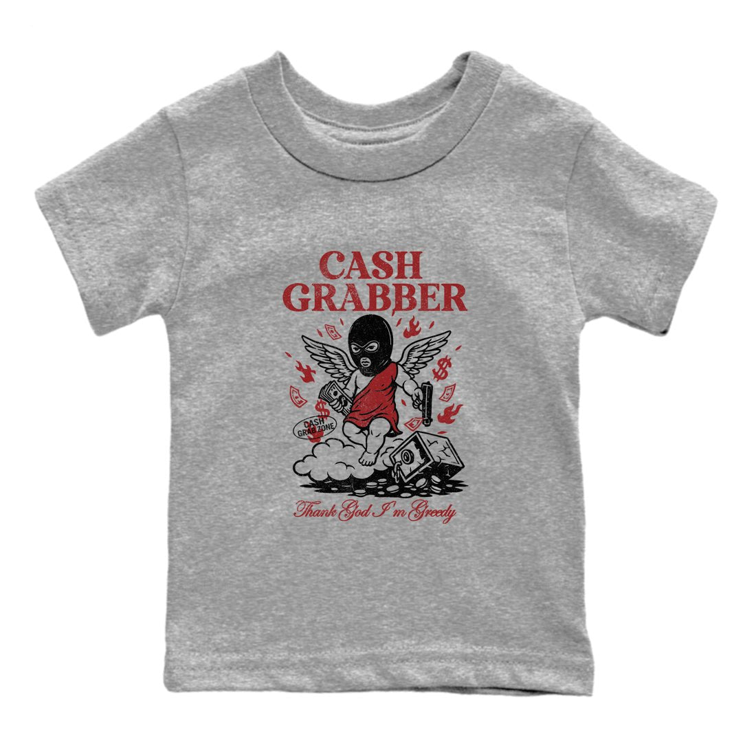 Sneaker match tees – Sneaker Tees To Match Air Foamposite Cough Drop Shoes – Cash Grabber Kids T-Shirt Heather Grey 2
