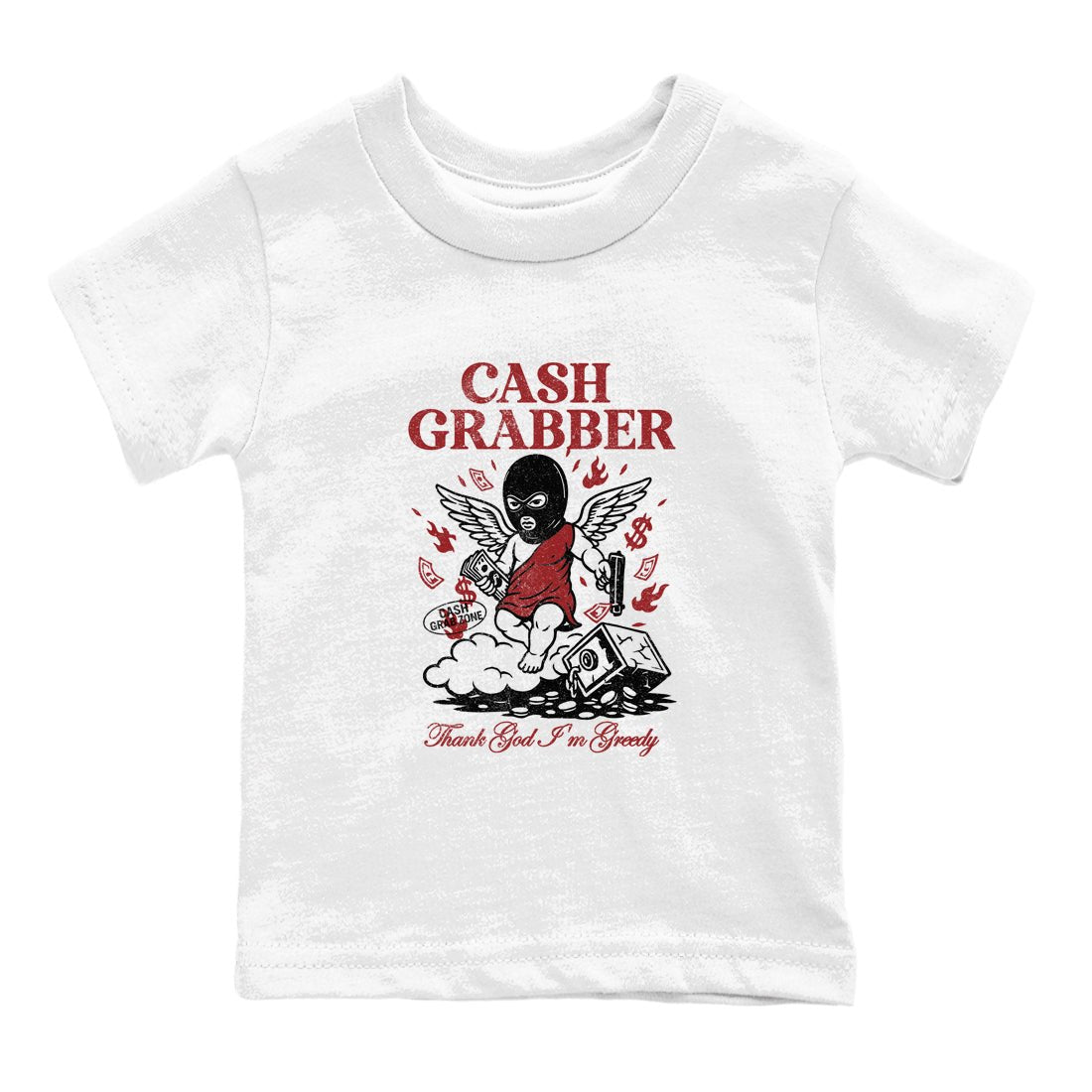 Sneaker match tees – Sneaker Tees To Match Air Foamposite Cough Drop Shoes – Cash Grabber Kids T-Shirt White 2