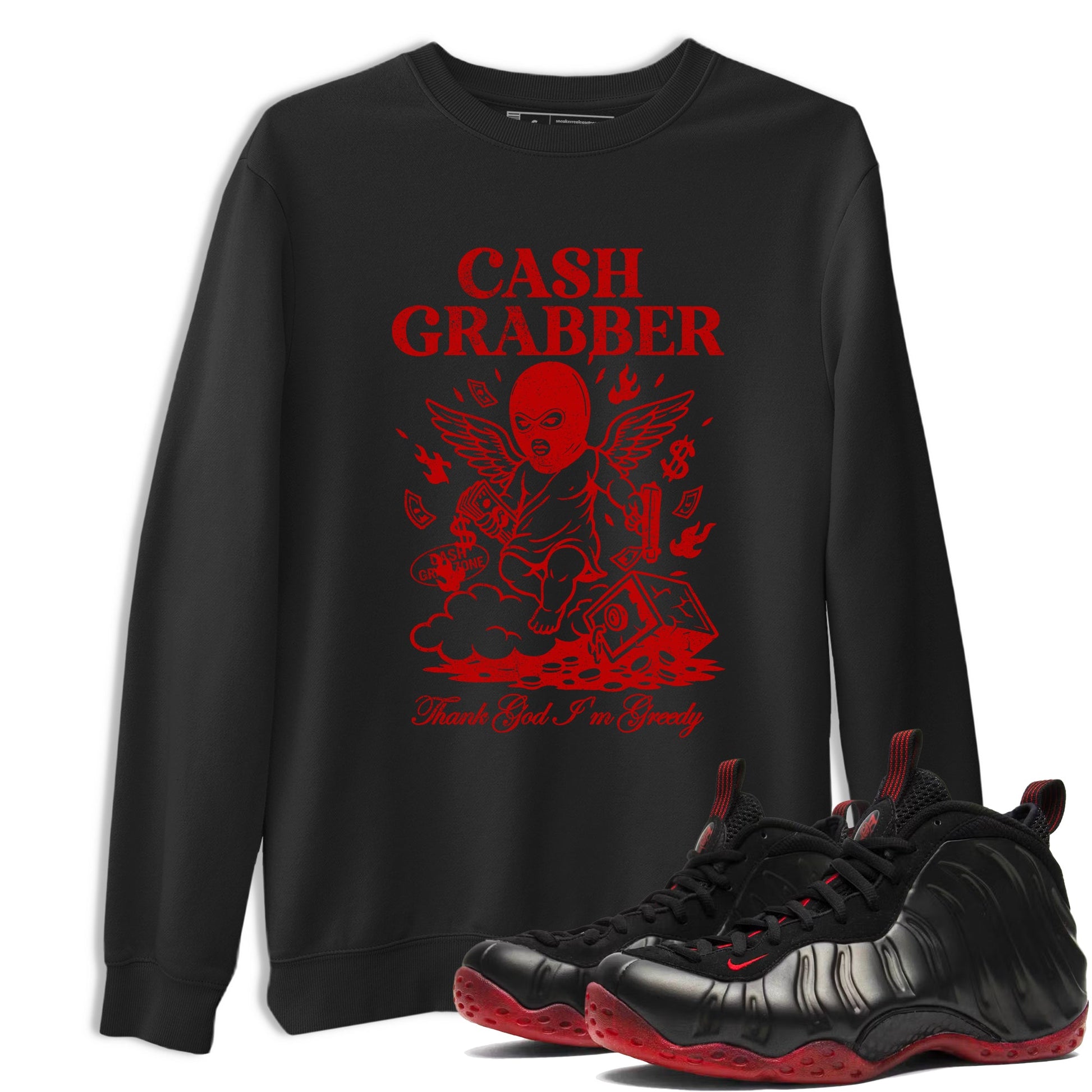 Sneaker match tees – Sneaker Tees To Match Air Foamposite Cough Drop Shoes – Cash Grabber Tee Black 1